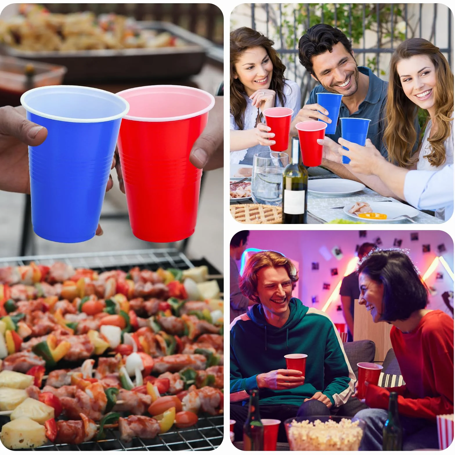 talifoca Set di bicchieri da birra per pong, con 50 bicchieri (500 ml) e 12 palline da ping pong, bicchieri riutilizzabili per feste, compleanni, festival, matrimoni e campeggio