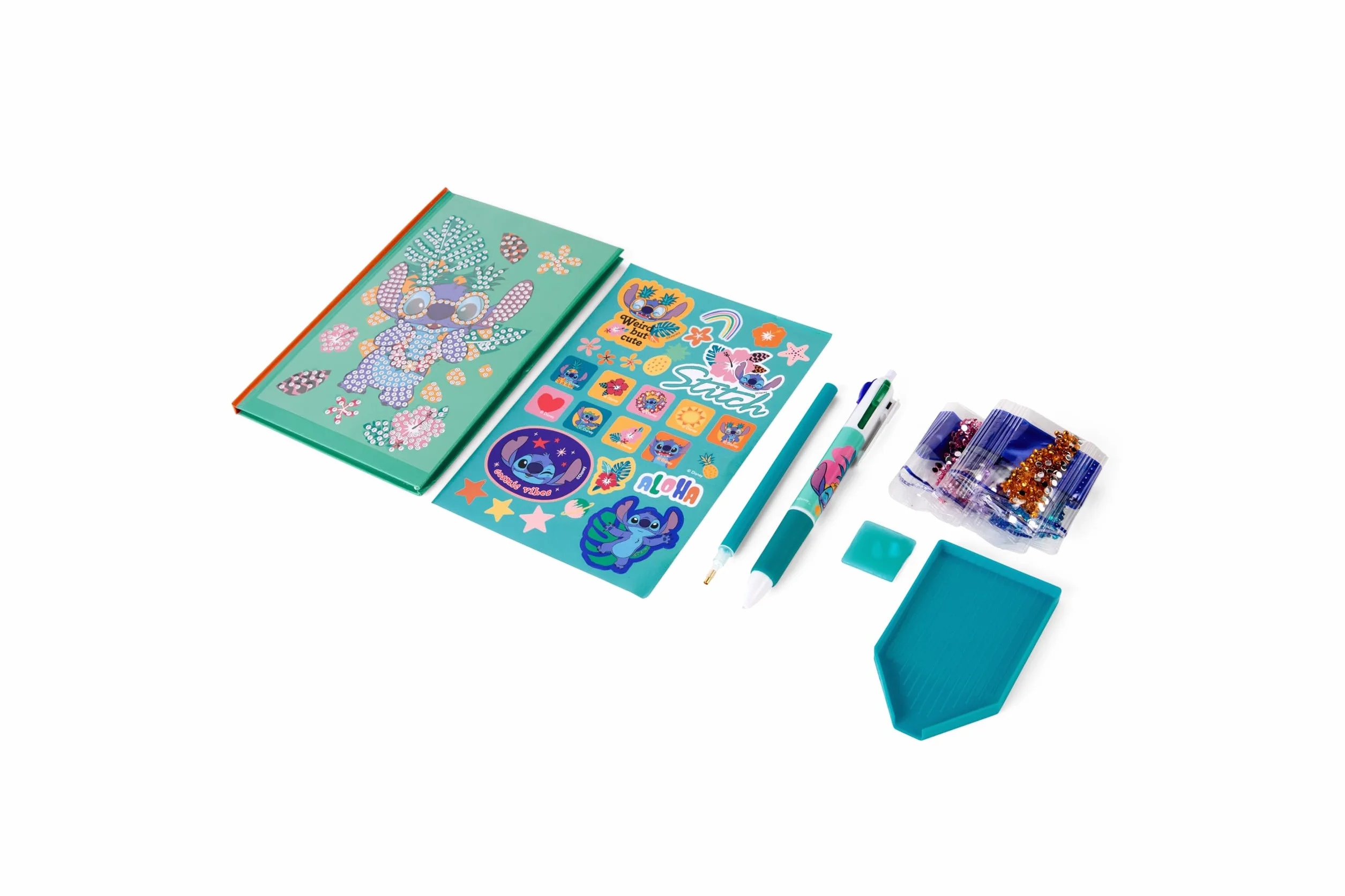Set Diario Stitch per bambini | Kit Diamond Painting per bricolage dai 3 anni | Con adesivi e pietre glitterate | Regalo creativo per ragazze | Kit fai da te con diario, penna, adesivi e diamanti