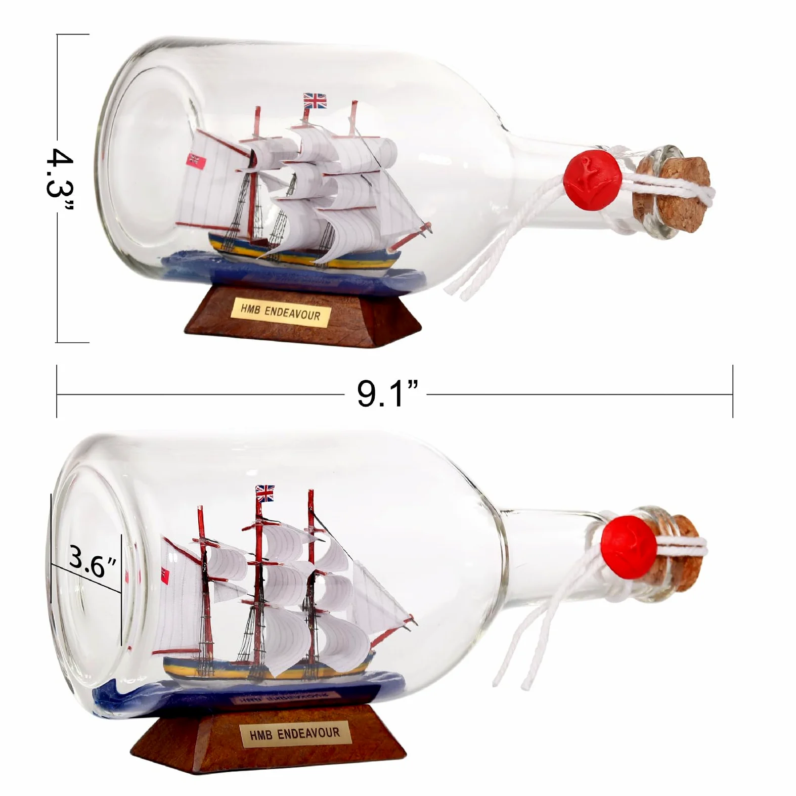 Modello di nave in una bottiglia di vetro ornamento da tavolo nautico ornamento per la casa barca a vela Decor Endeavour British Tallship