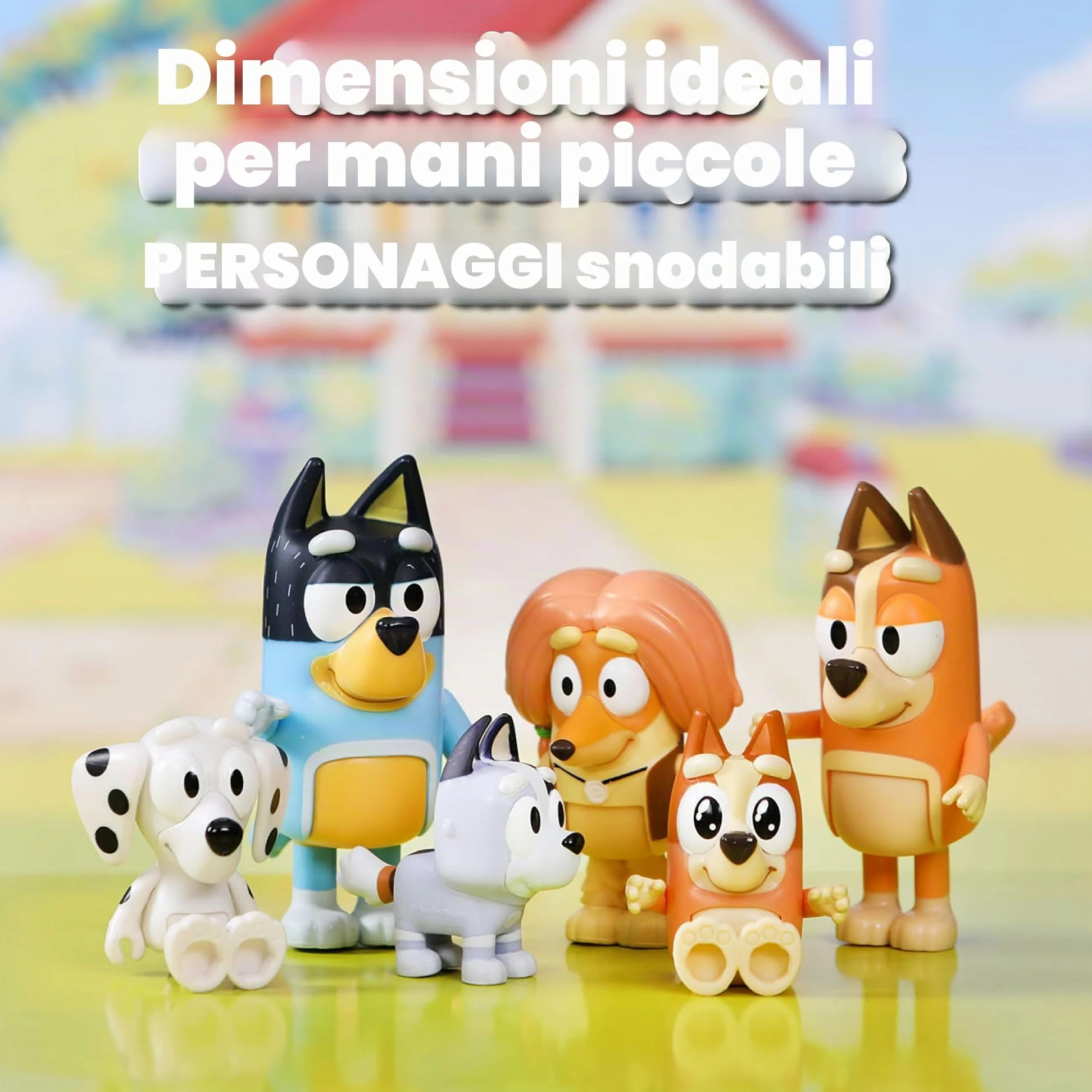 BLUEY - Confezione da 8 figure Famiglia e Compagni del Cole, Figure articolate, bambole da 6 a 8 cm, collezione di personaggi della serie di disegni per bambini, ragazzi e ragazze +3 anni, famoso