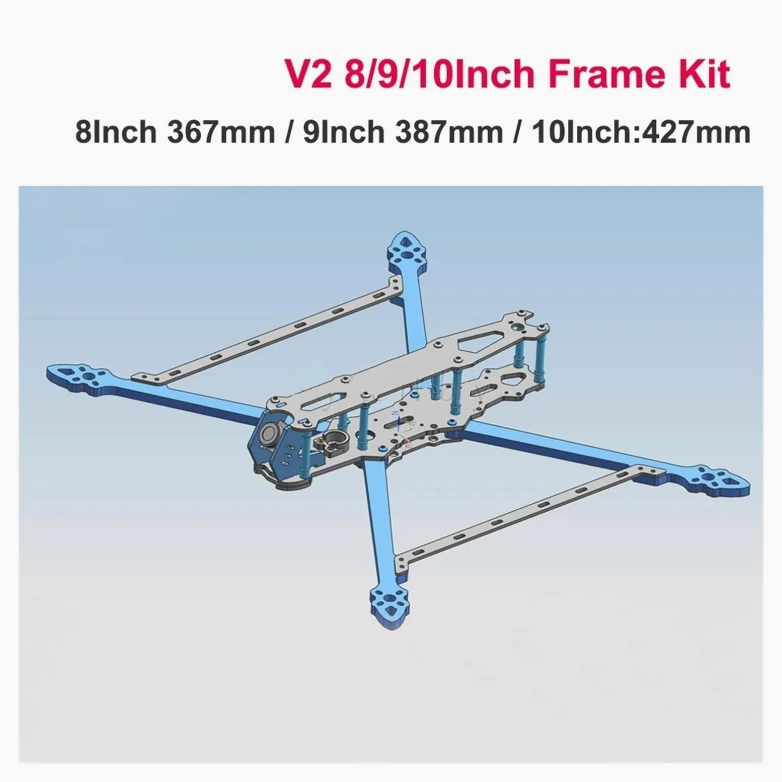 Kit telaio drone, Mark4 V2 fibra di carbonio 7/8/9/10 pollici | Telaio freestyle quadricottero tipo X, passo 295/367/387/427mm, interasse foro camera 19mm(Mark4 V2 10Inch427mm)