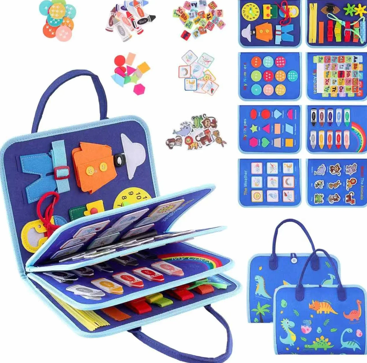 Libro Montessori Interattivo Busy Board Valigetta Sensoriale Bambini Giochi Educativi