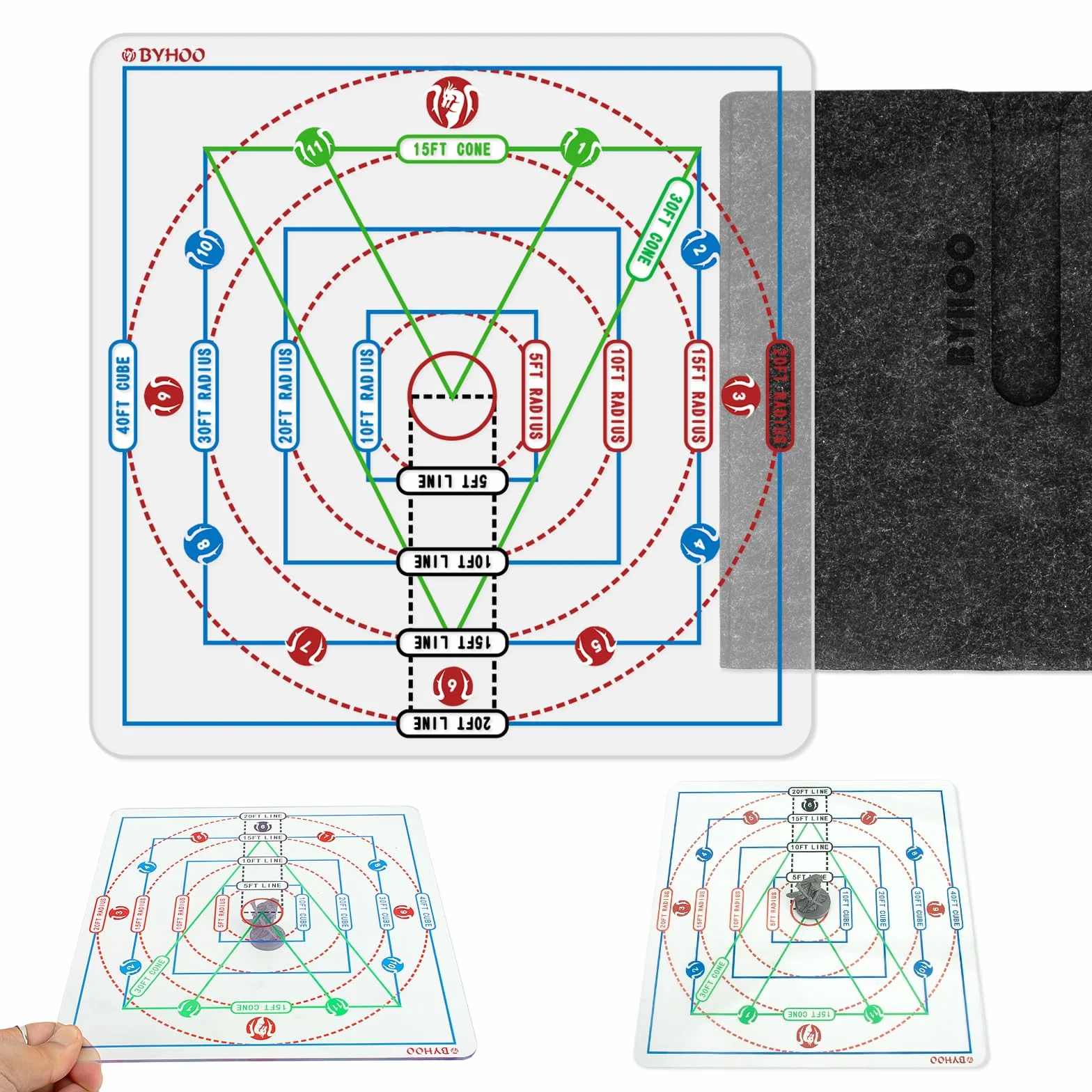Byhoo Spell AOE Damage Template aggiornato, Marker di effetto area acrilico per DND 5e 3e Pathfinder e più RPG da tavolo, accessori di gioco ideali per Dungeon Master e D&D Fans