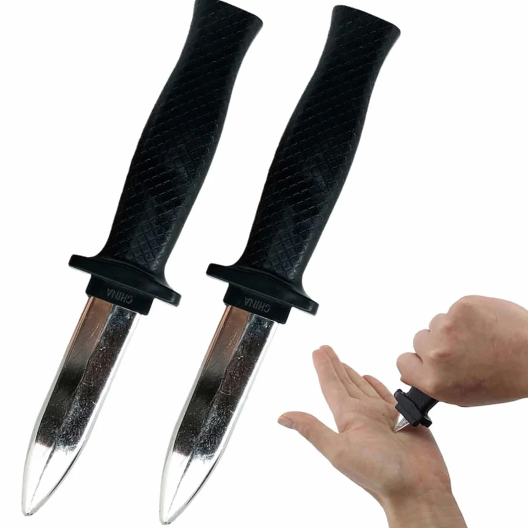2PCS Coltelli da Pugnale a Scomparsa in Plastica Coltellini Finti con Lame Retrattili Giocattoli a Scatto Magici per Scherzi Trucchi Giochi per Bambino Bomboniere Carnevale Stile Classico