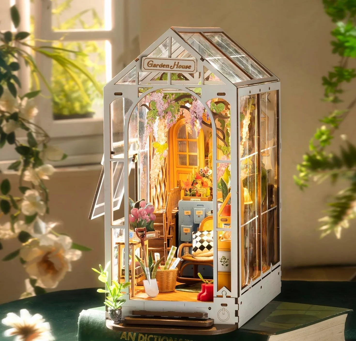 ROWOOD Book Nook Kit Serra | Puzzle 3D in Legno Modello Booknook per Adulti da Costruire | Fai Da Te Casa delle Bambole Bookend Libreria Decorazione Regalo