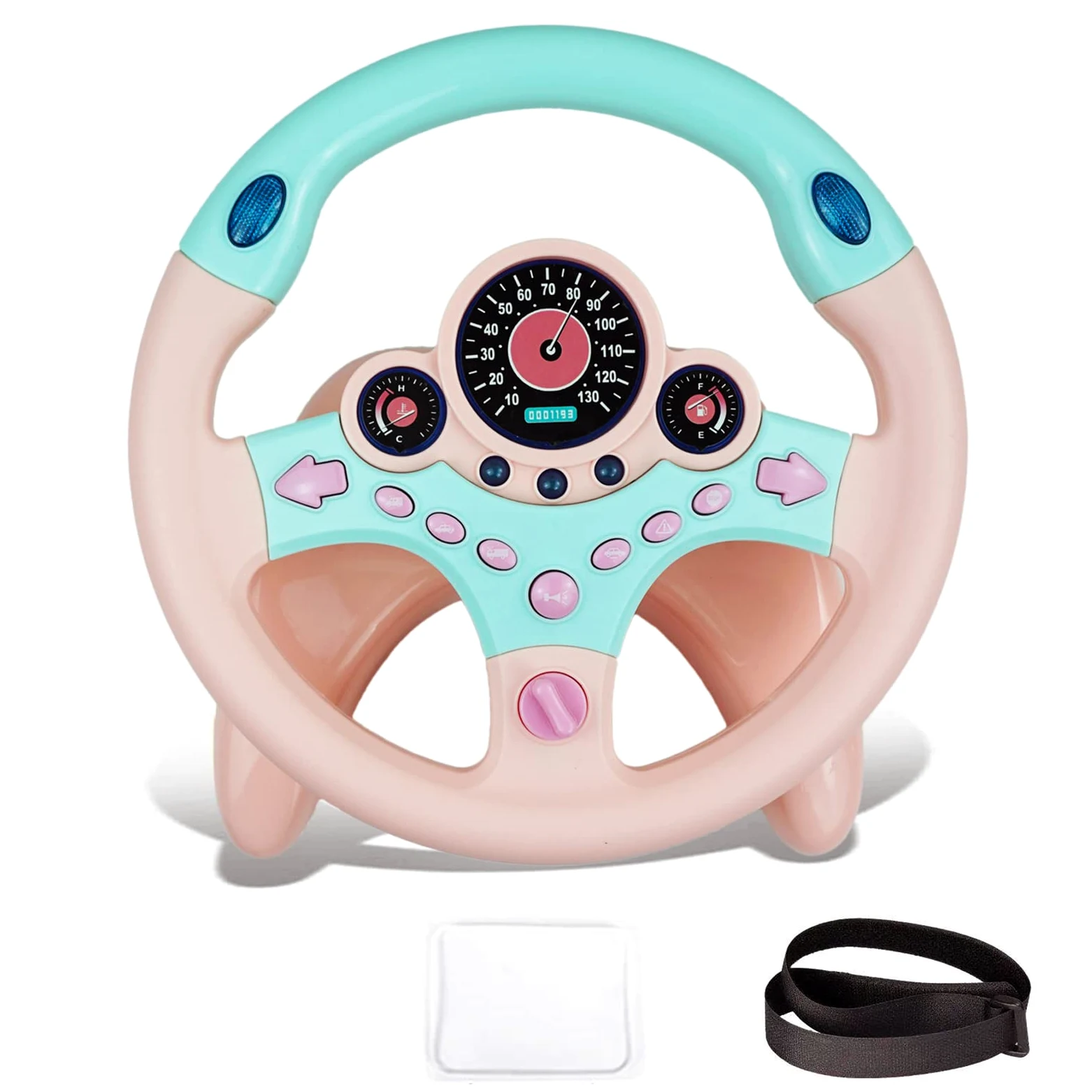 RedCrab Giocattolo del Volante per Bambini, 360° Rotazione Controller Portatile Simulato con Suono e Musica, Simulatore di Guida Regalo Educativo Precoce per Bambini Ragazzi e Ragazze (Rosa)