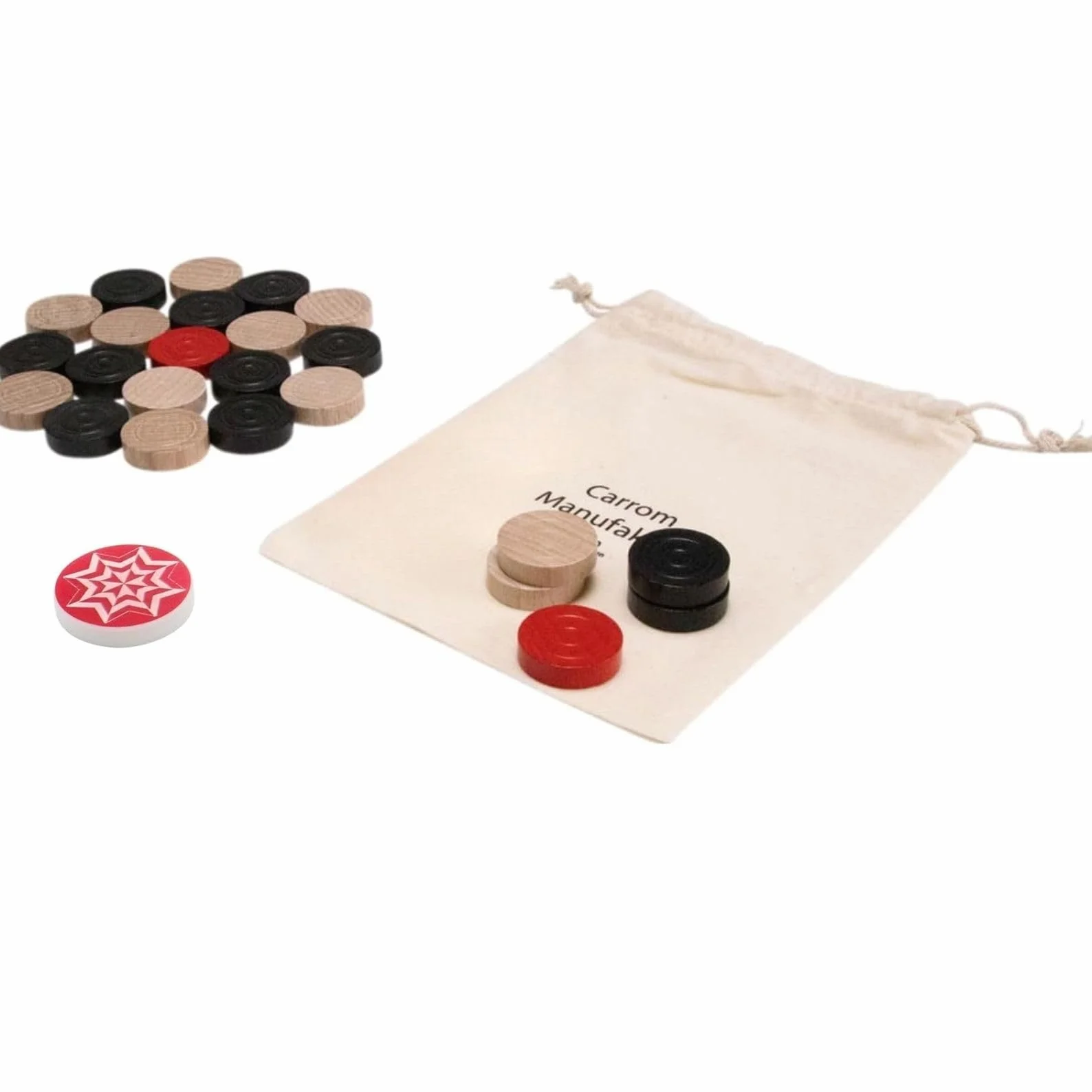 GICO Carrom pedine legno torneo professionali con Striker Standard Class 15g pedina battante - 2102