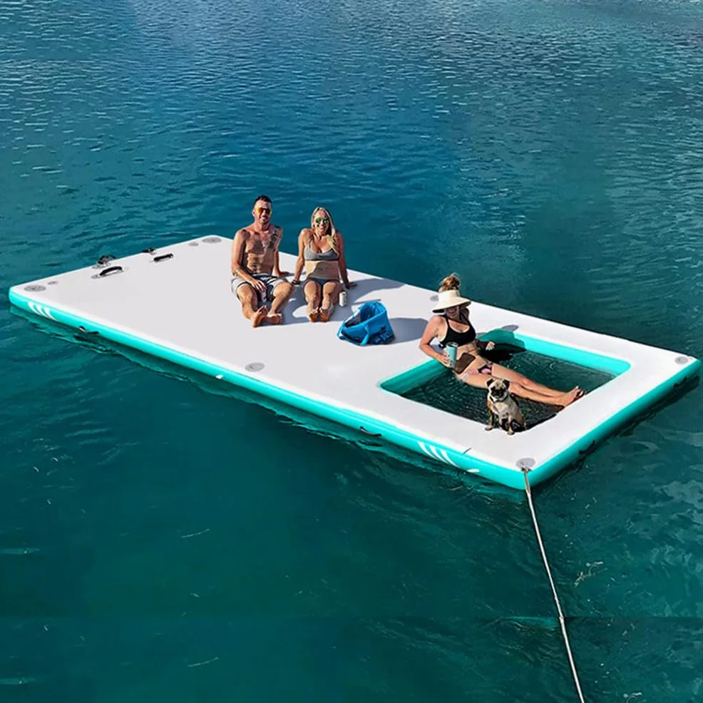 Piattaforma Galleggiante Gonfiabile, Materassino Prendisole per Lago, Piscina e Spiaggia, Zattera Galleggiante per 4-6 Persone Facile da gonfiare