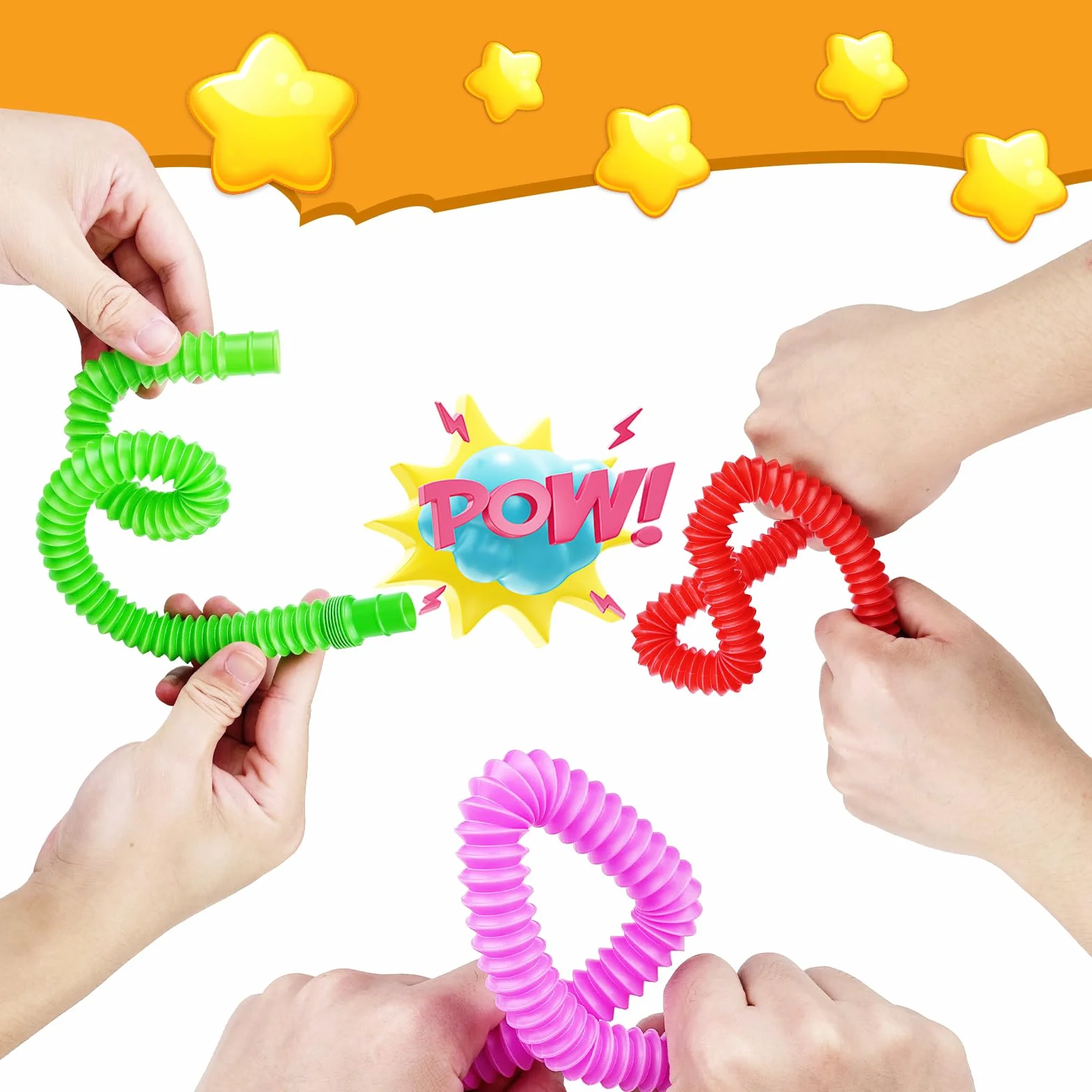 Newpop 24 Pezzi Tubi Gioco per Bambini, Colorati Pop Tube, Pop Tubes, Tubi allungabili Gioco, Giocattoli sensoriali Adatti a Bambini, Ragazzi e Adulti