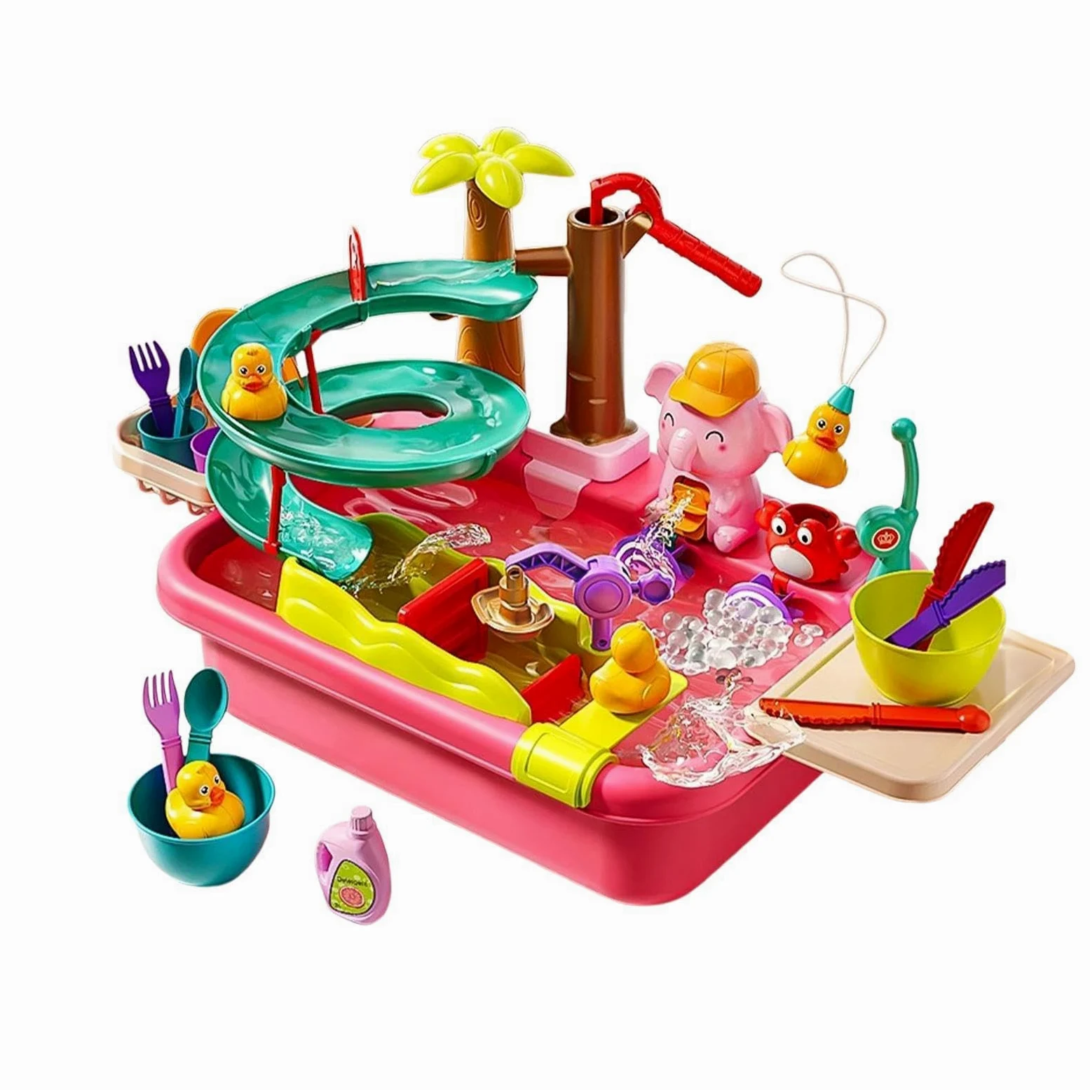 Giocattolo per Bambini con Acqua Corrente Lavastoviglie Giocattolo | Lavello da Cucina Giocattolo per la Pesca e Giochi Acquatici al Coperto all'Aperto in Giardino Cortile Spiaggia