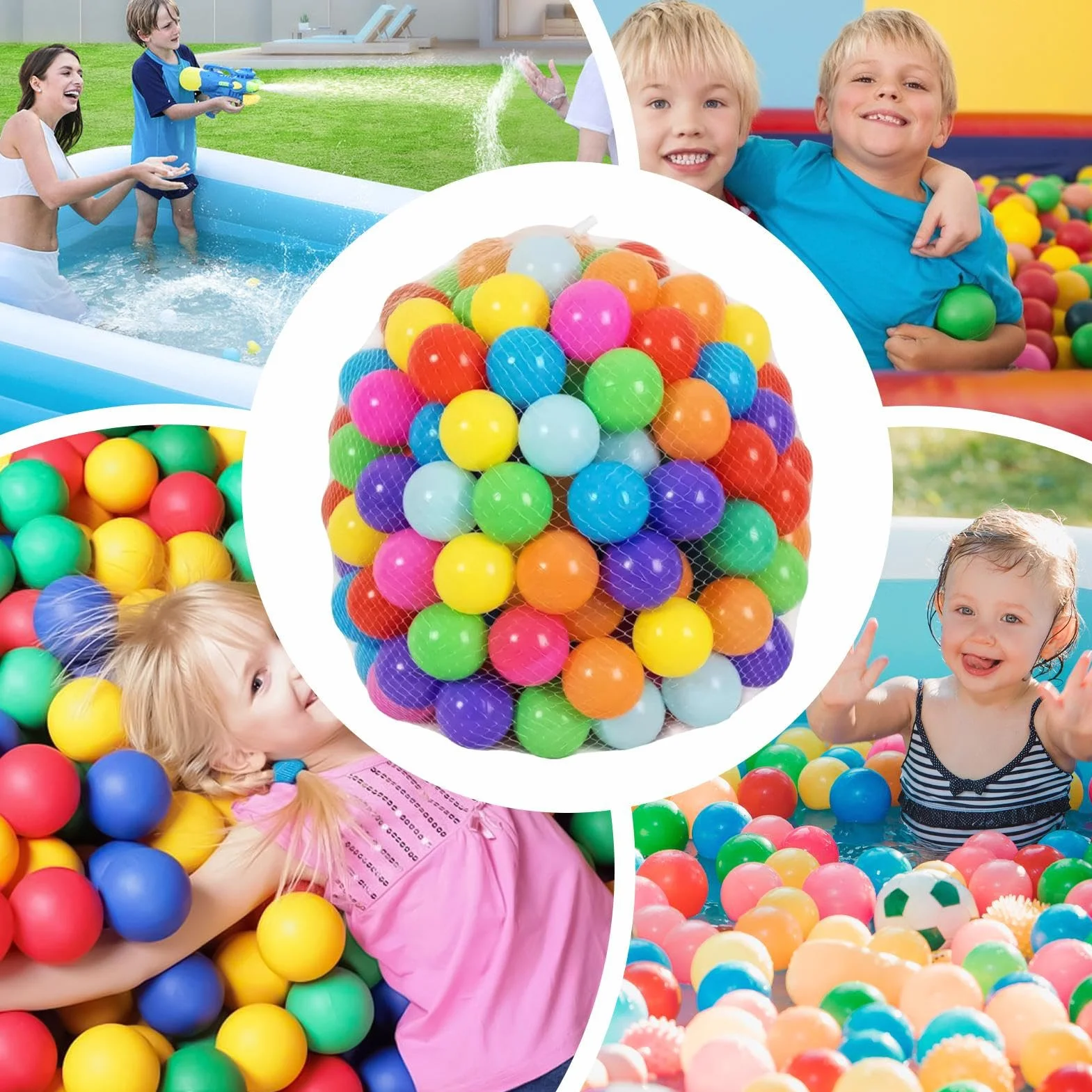 BALLEBAD - 300 g palline colorate | 50 pezzi di borse di stoccaggio per bambini ideali per le palline da gioco al coperto delle palline della sala per bambini non durevoli da 1 anno