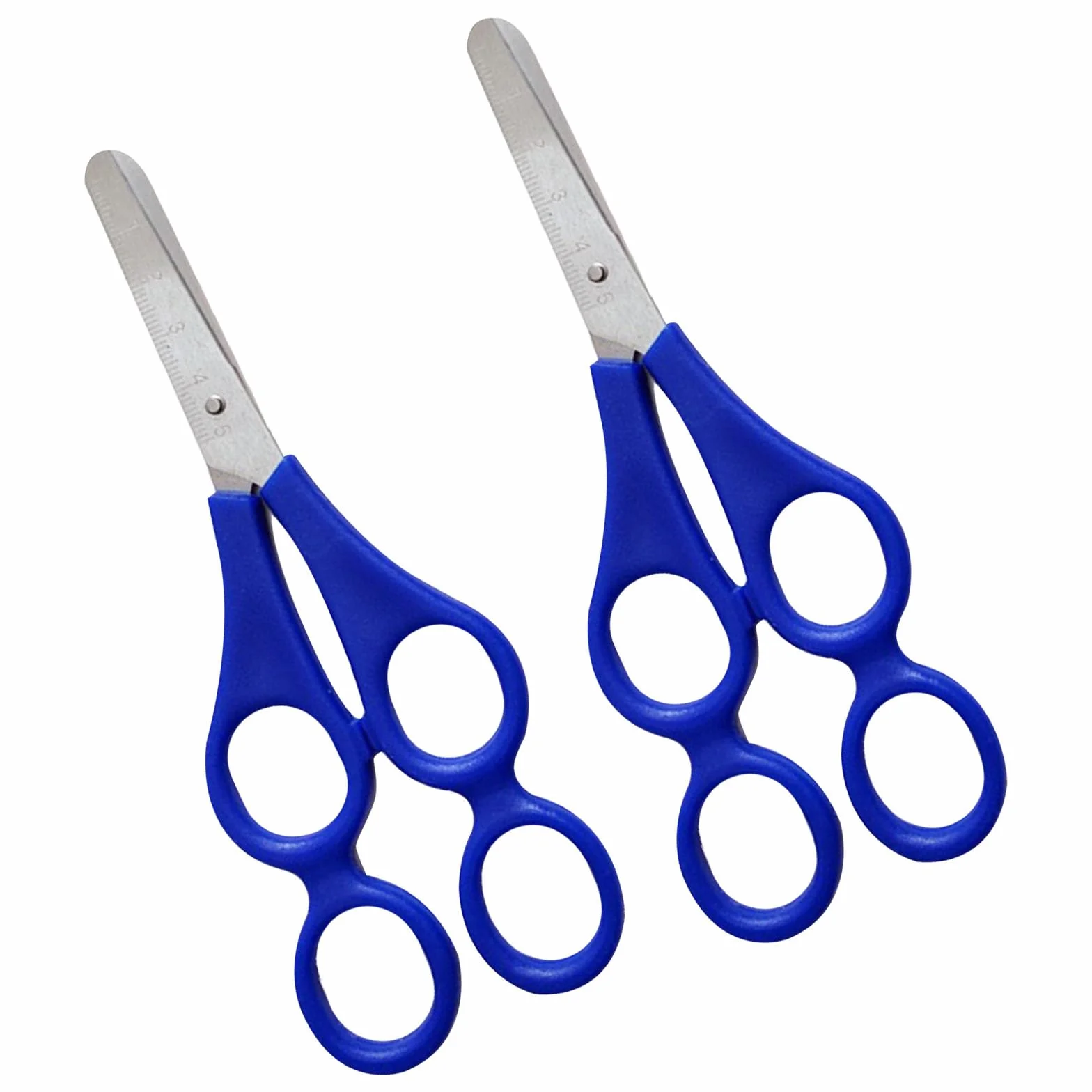 Forbici Terapeutiche 4-Anelli, Forbici Madre-Bambino con Doppio Manico per Apprendimento per Bambini, Terapista, Blu, 2 Pezzi