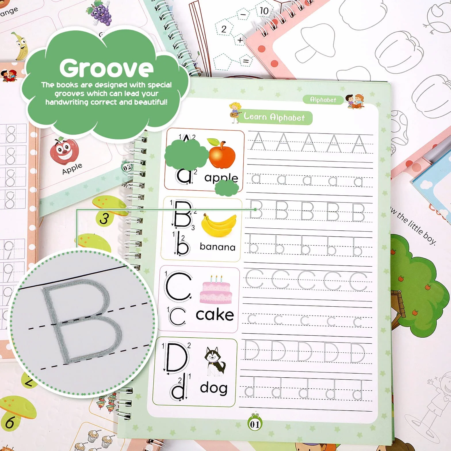 DigMonster quaderno inchiostro magico bambini riutilizzabile scanalature scrittura mano libro pratica