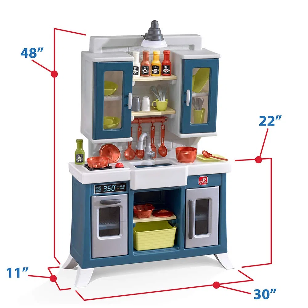 Step2 Modern Farmhouse Kitchen Cucina gioco con luce e suono | Cucina gioco di plastica | Compresi 28 accessori