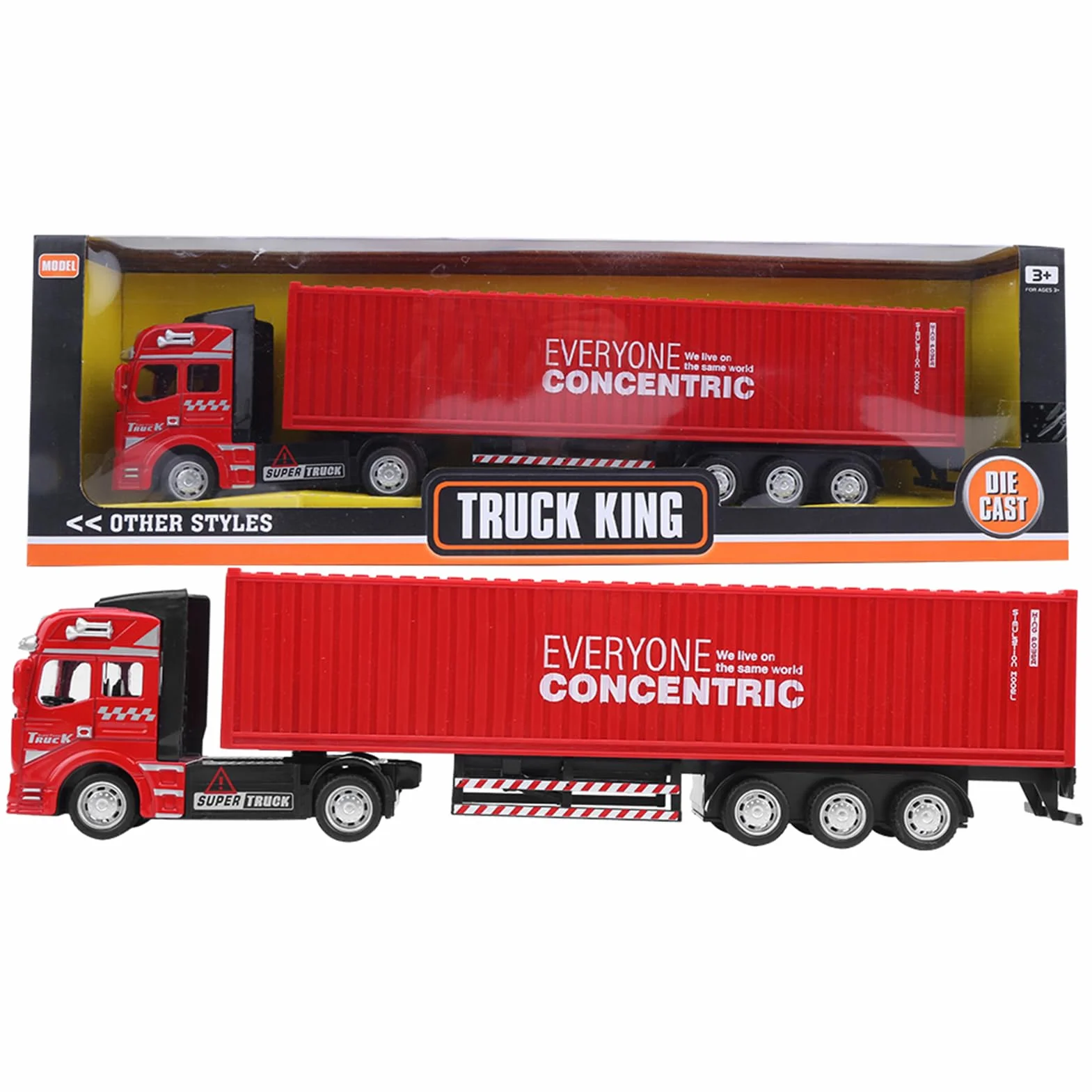 48 Modello Camion Portacontainer Lega Giocattolo con Trazione e Carrozzeria Rimovibile Rosso