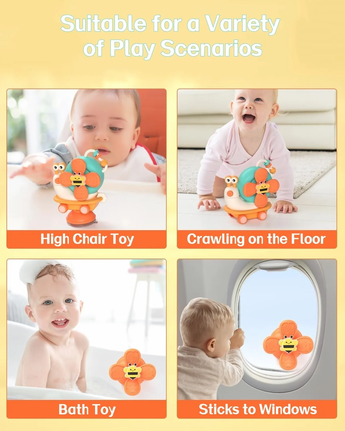 VORENUS Seggiolone Ventosa per Bambini 6 Mesi Montessori Sensoriale Giochi Neonato 6-9 Mesi Educativo Attività Giocattoli Bambini con Ventose Regalo Bimbo 1 Anno 12 Mesi