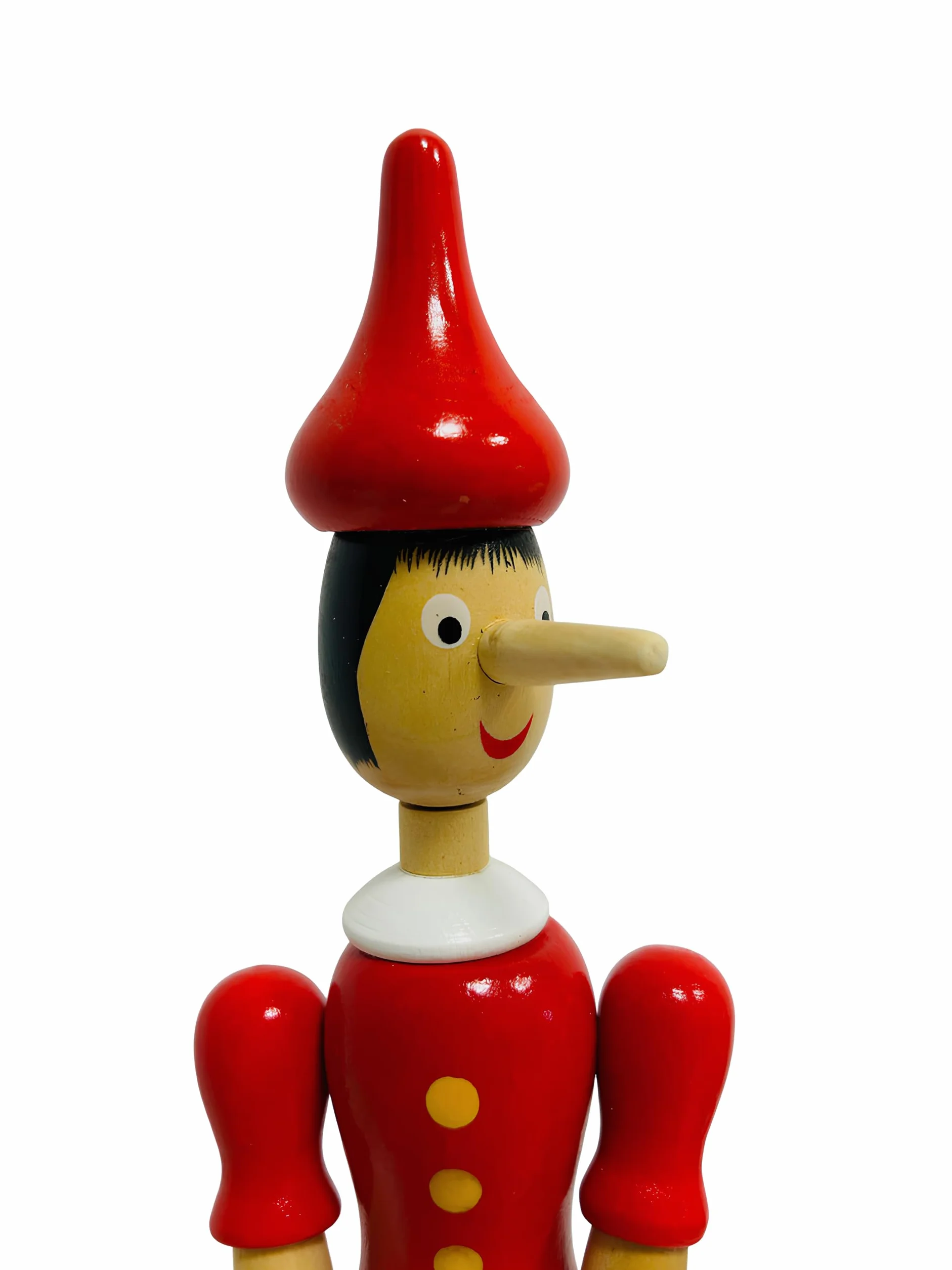Pinocchio in Legno Massello 30 cm Snodabile Marionetta Articolata Burattino Fiabe Dipinto Altezza 30 cm