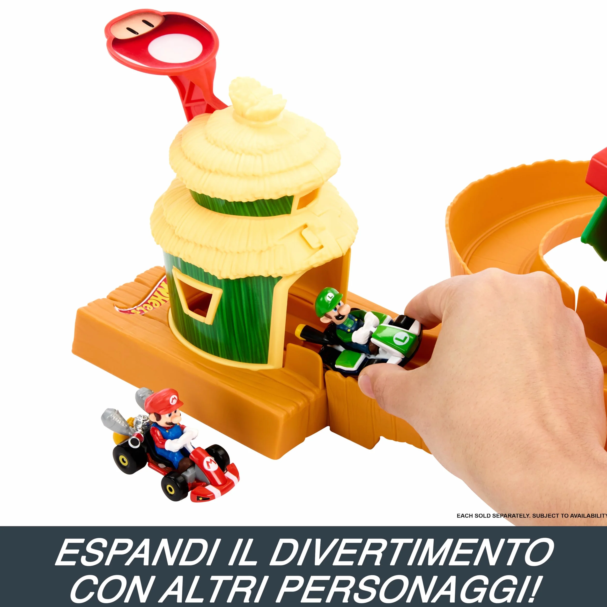 Hot Wheels Super Mario Bros - Corsa nella Giungla di Kong, playset ispirato al film con macchinina die-cast di Mario inclusa, pista con loop e salto su cascata, giocattolo per bambini, 5+ anni, HMK49