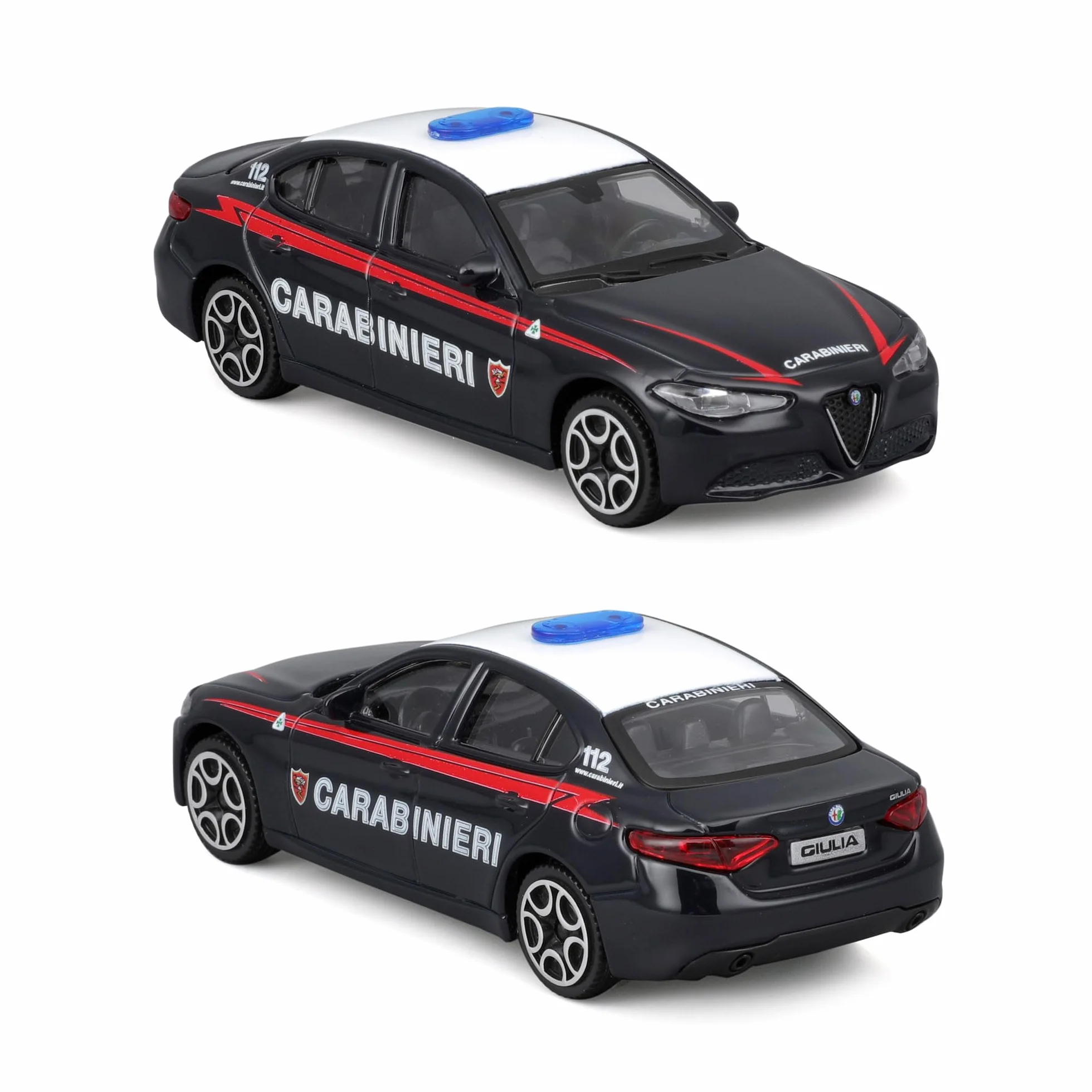 Bburago 1:43 Alfa Romeo Giulia Tonale Carabinieri Diecast Modellini 2-Pack