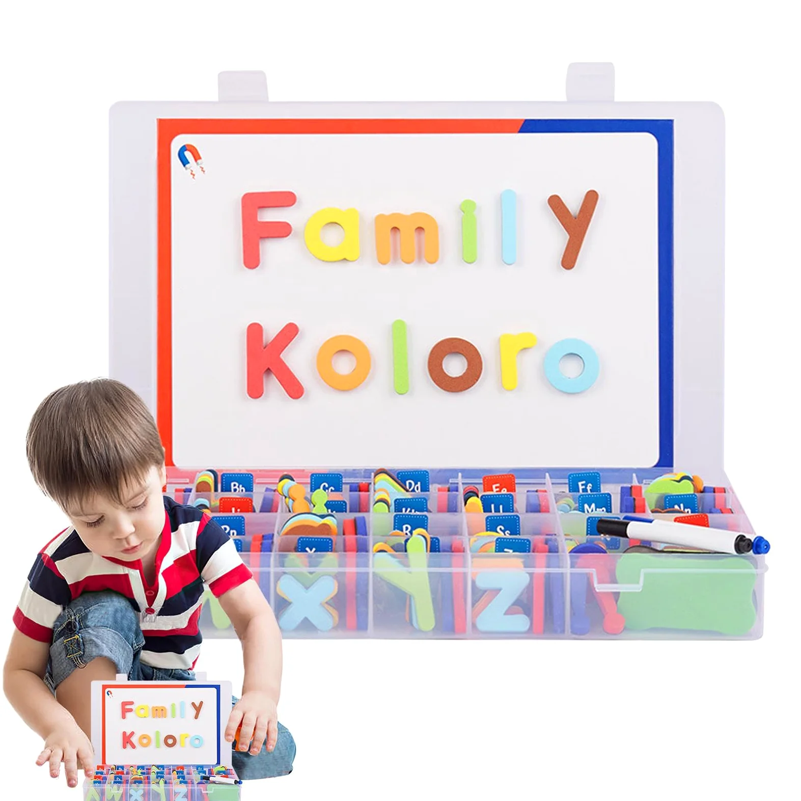Kit di lettere magnetiche – lettere maiuscole minuscole colorate per | ortografia e apprendimento – Attività educative a casa per asili e giardini di domi