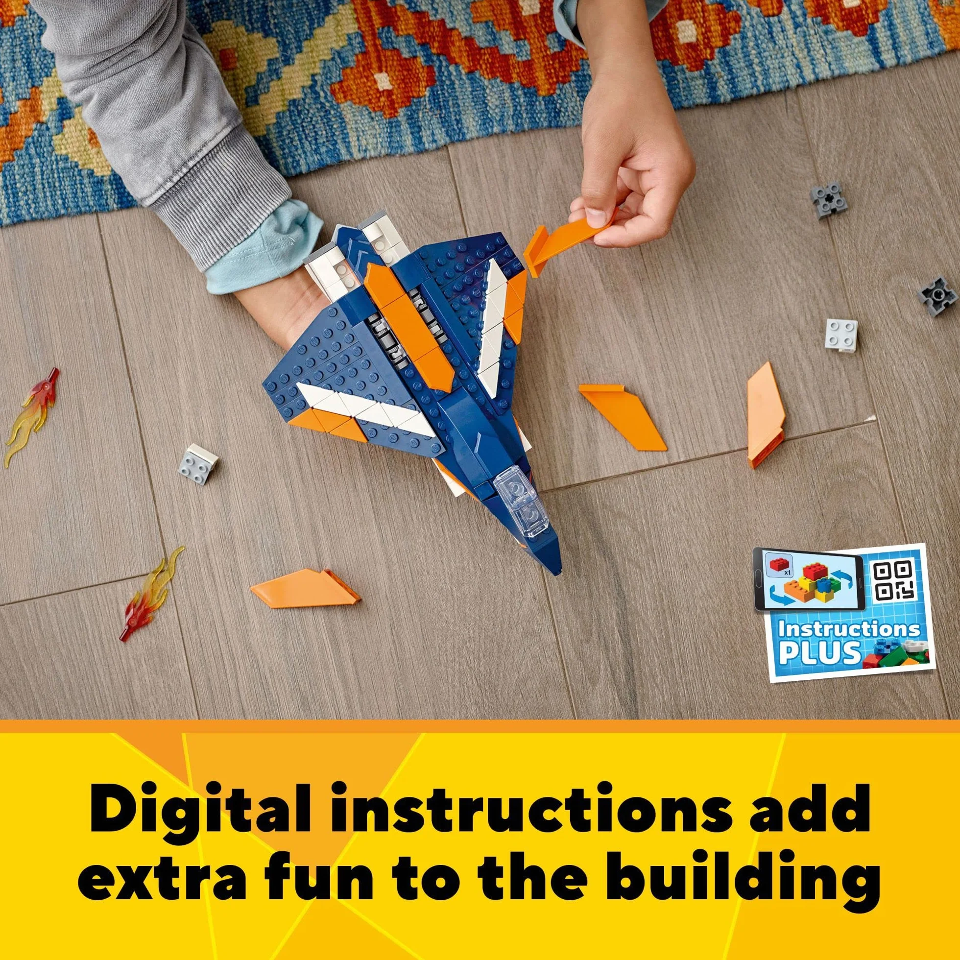 LEGO Creator 3in1 Supersonic-Jet 31126 Building Kit; Build a Jet Plane and Rebuild It into a Helicopter or a Speed Boat Toy; A Creative Gift for Passionate Fans Aged 7+ (215 Pieces)