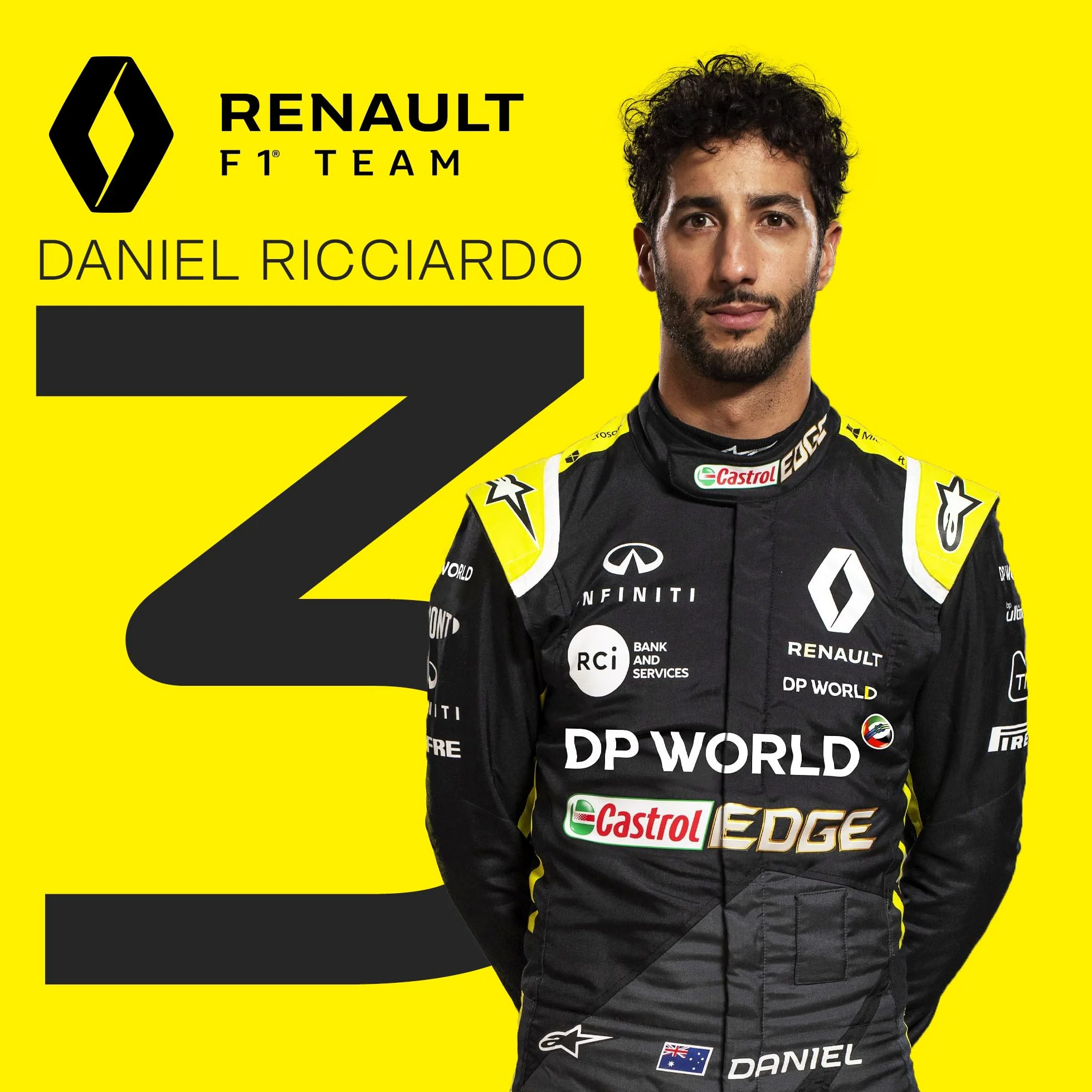 1:43 F1 Team RS20-2020 Collezione Formula 1 Race # 3 Modello Ispirato a Daniel Ricciardo & Esteban Ocon Diecast Modello da collezione