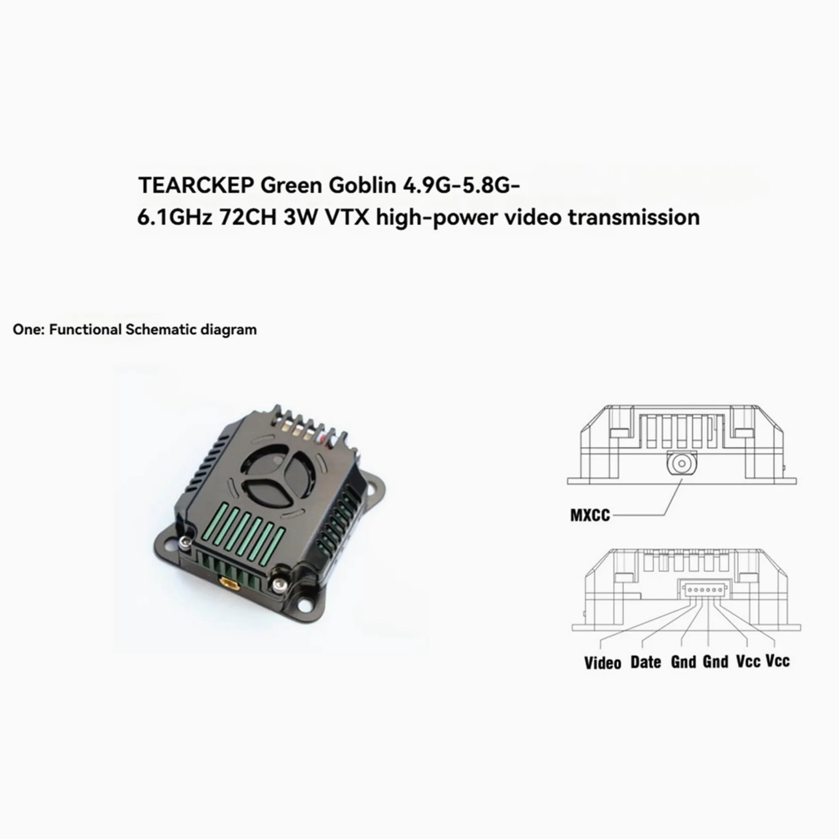 6X Trasmettitore Video Commutabile VTX 4.9/5.8G/6GHz 72CH 3W con Antenna Protocollo TBS per Drone da FPV A Lungo Raggio