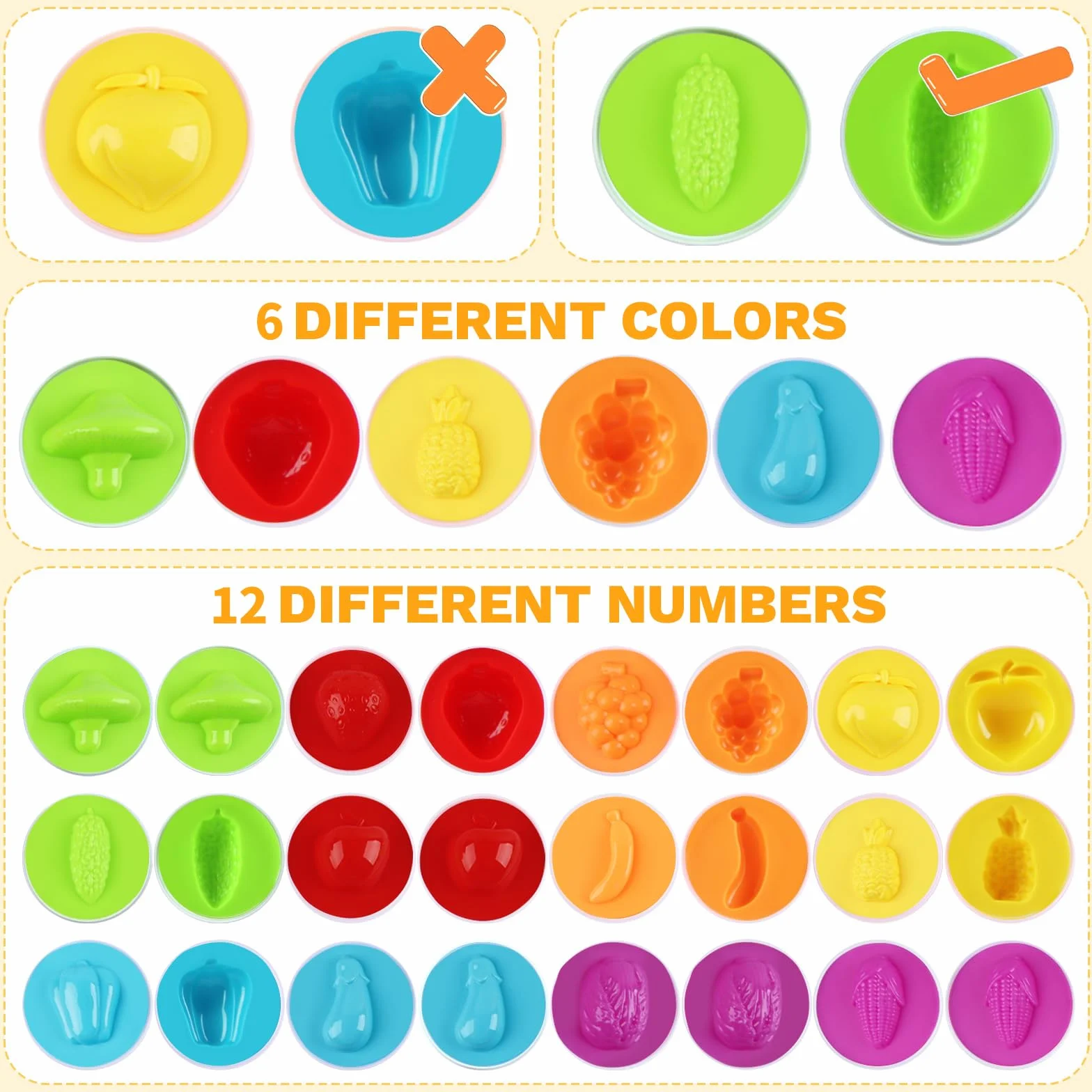 Uova Montessori, 12 Uova Abbinate Giocattoli, Stockaggio Automobile Gallina, Giocattoli Sensoriali, Sviluppo Competenze Triage, L'Educazione Prescolare, Pasqua (Verdure Colorate)