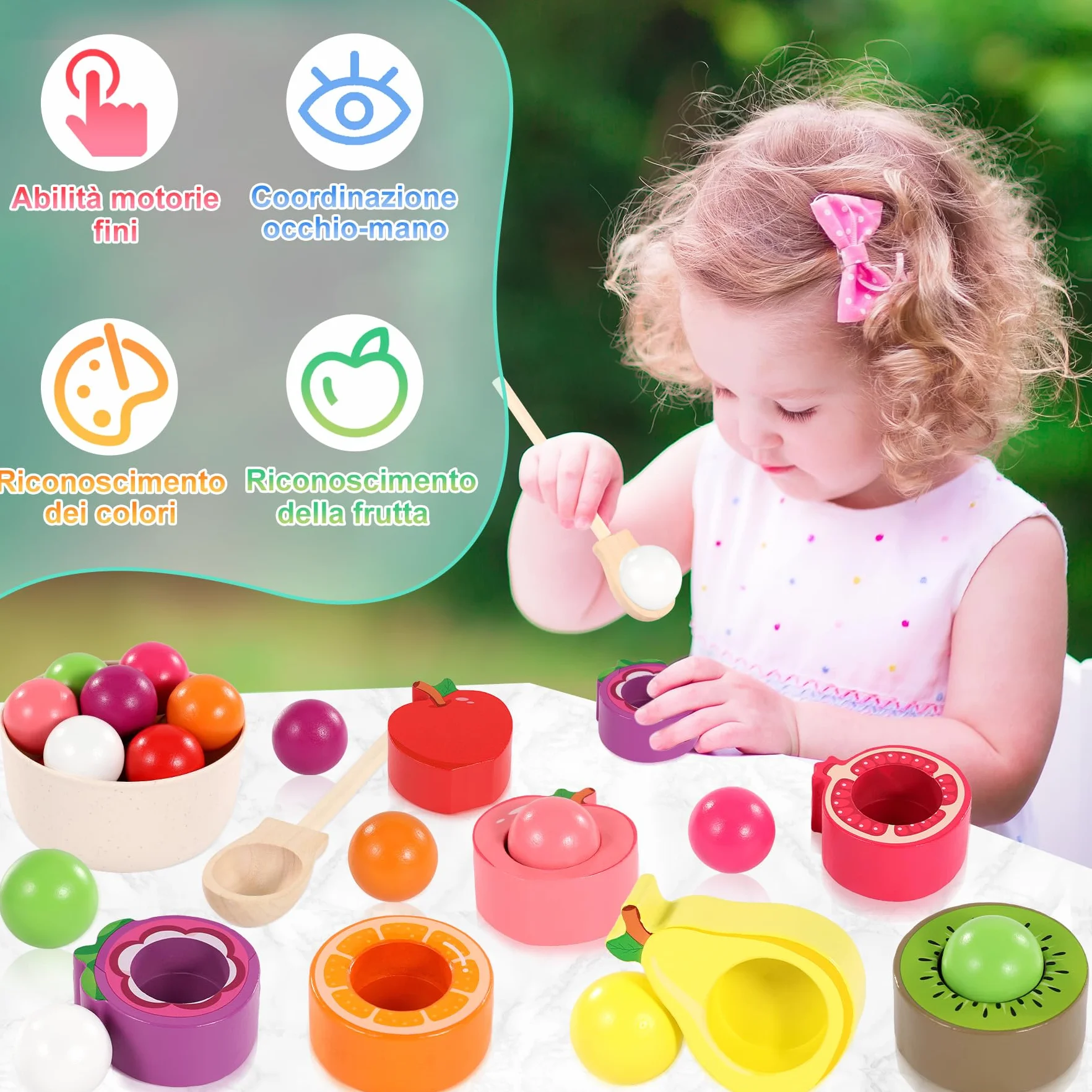 Giochi Montessori 1 2 3 Anno, Giochi Bambini 1 2 3 Anni, Palline Colorate per Bambini, Gioco Bambino 1 Anno, Giochi Legno Bambini 1 Anno