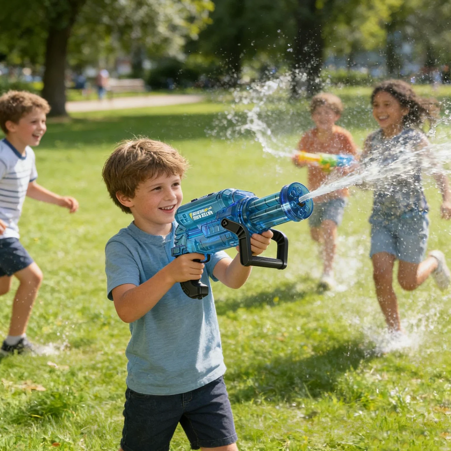 Pistola a spruzzo elettrica per bambini, con luce e | Giocattolo ad acqua per bambini per feste estive, giardino, cortile, campeggio