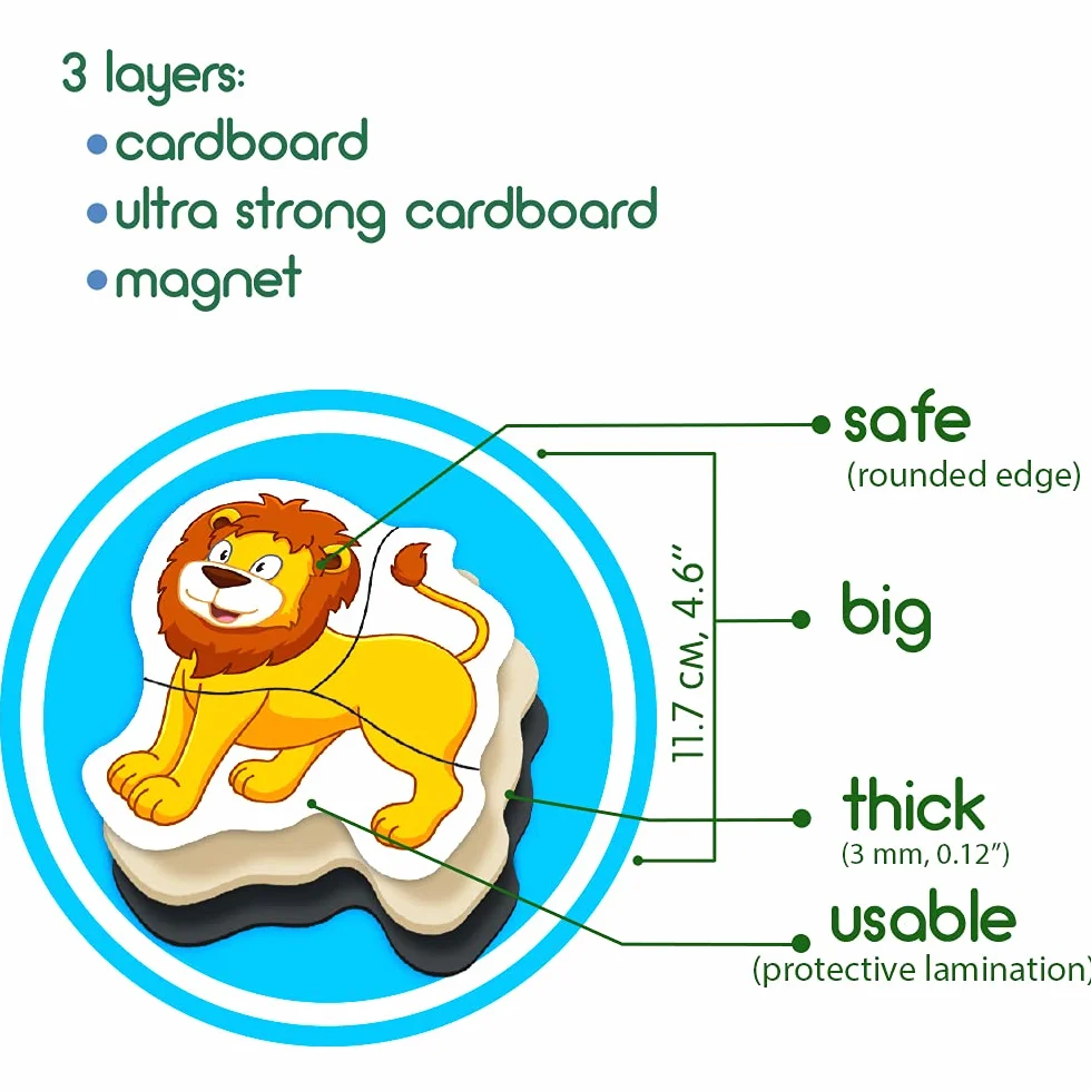 Puzzle Zoo Magnetico Bambini – 6 Puzzle Animali – Grandi Magneti Educativi Neonati – Gioco Montessori Prima Infanzia – Attività Frigorifero Scuola Materna –Regalo Bambini – Magdum