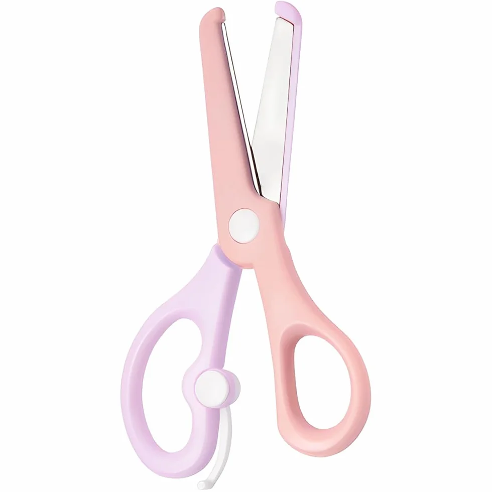 Forbici per Bambini - Forbici di Sicurezza in Acciaio Inox per Bambini con Lame in Acciaio Inox e Bordo di Sicurezza per Scuola Materna, Principianti, per Destrorsi e Mancini, Rosa-Viola