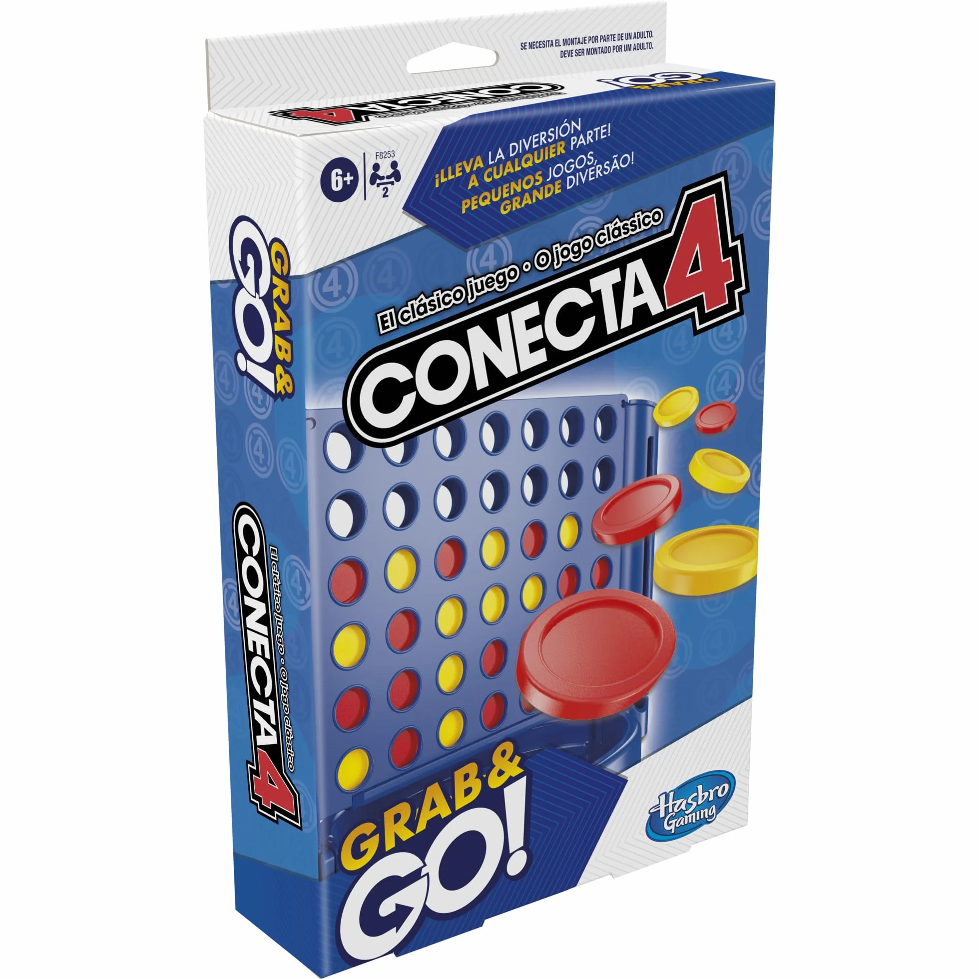 Hasbro Gaming Connetti 4 Grab and Go - Gioco portatile per 2 giocatori - Gioco classico per bambini per viaggi, giochi in famiglia e con gli amici,