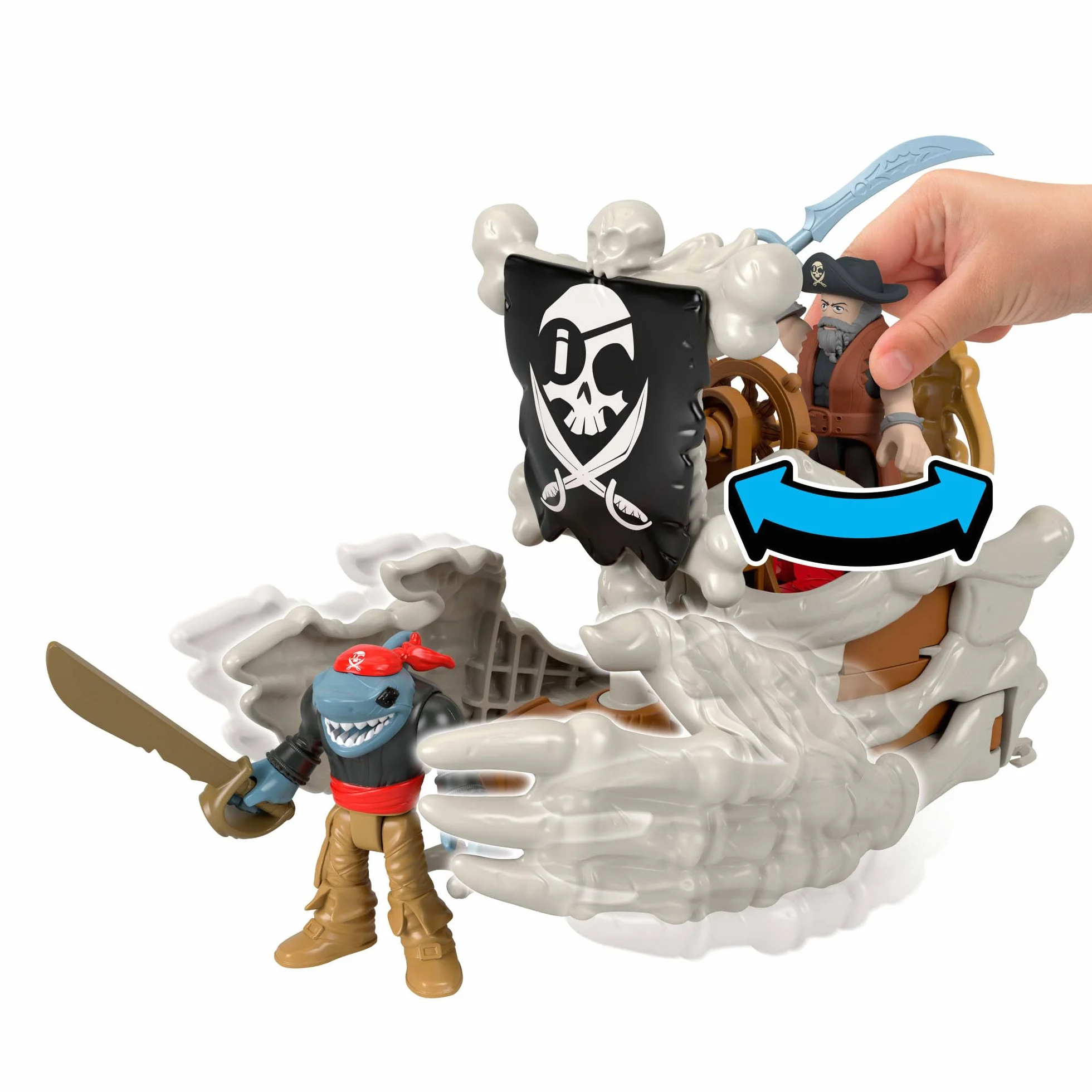 Imaginext La Nave Di Billy Bones nave giocattolo con mani scheletriche e lanciatore 3 personaggi 2 creature marine 7 accessori JLC51