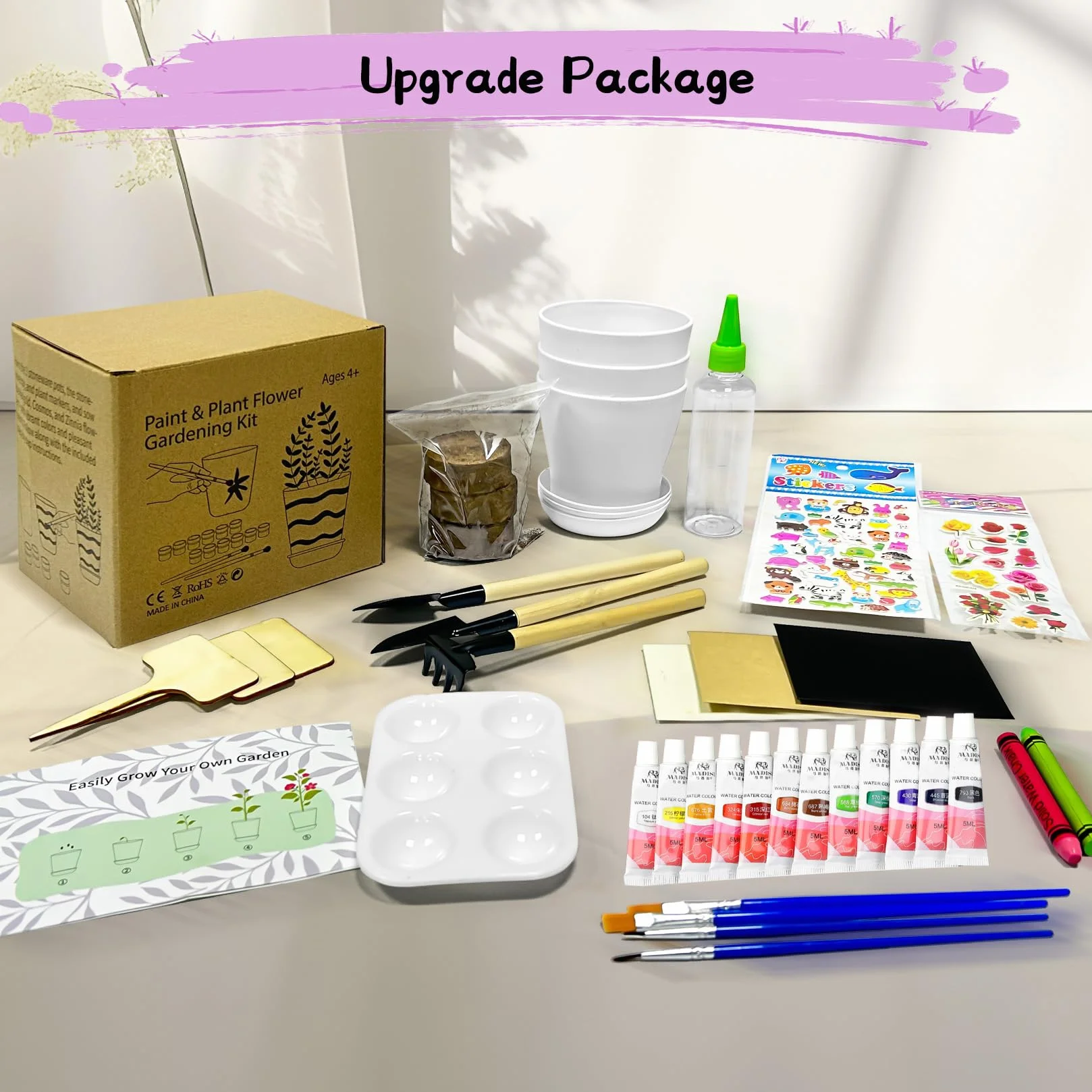Kit di Giardinaggio per Bambini Pittura e Piantagione Giocattolo Fiori per Ragazze e Ragazzi, Regalo Vasi per Fiori Artigianato Set Coltivare e Piantare per Bambini di 4 5 6 7 8 9 10 11 12 13 14 Anni