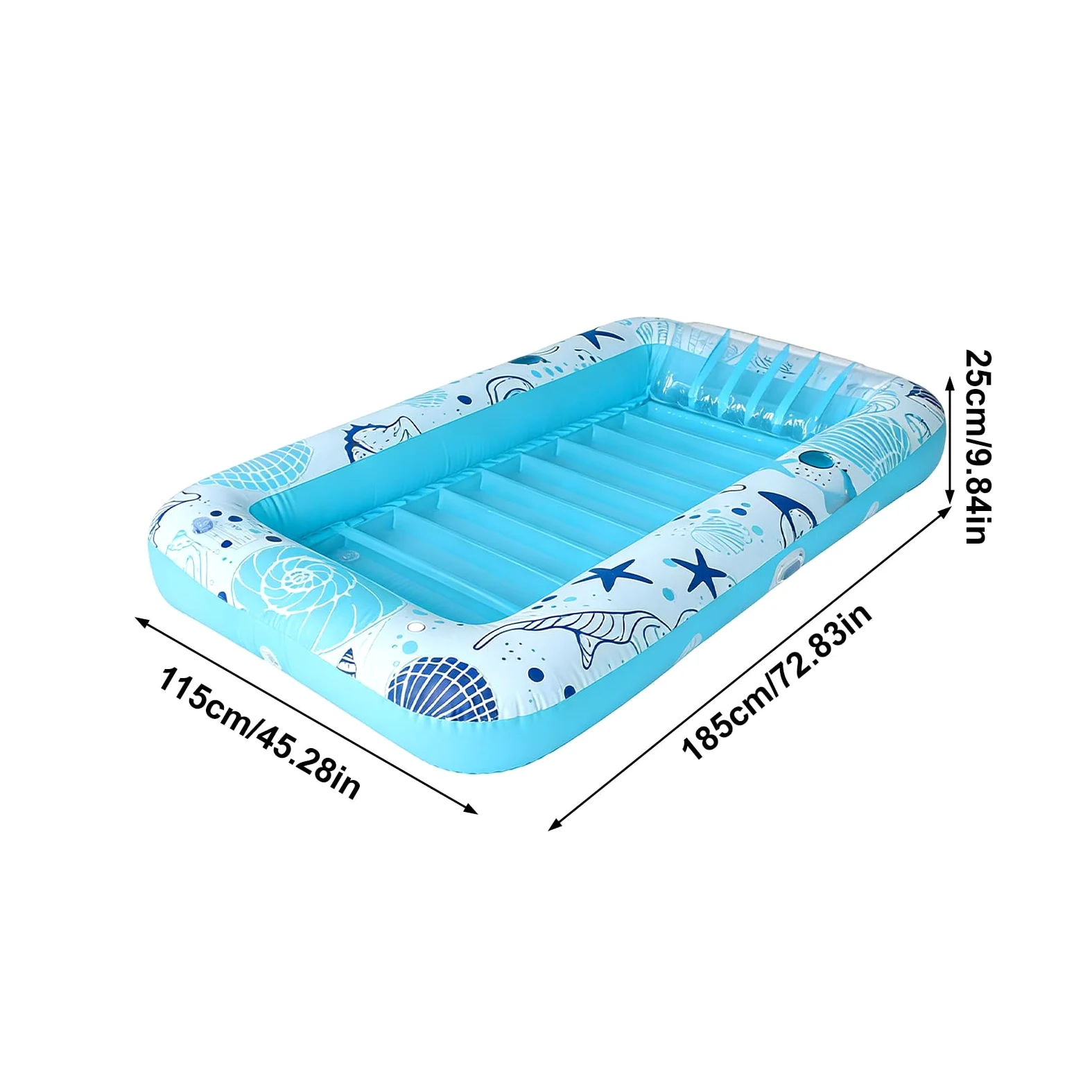 Lettino gonfiabile per piscina, lettino prendisole con portabicchieri, sedia galleggiante da 180 x 86 cm, sedile in PVC resistente, accessorio estivo moderno con design rilassante, attrezzatura per le