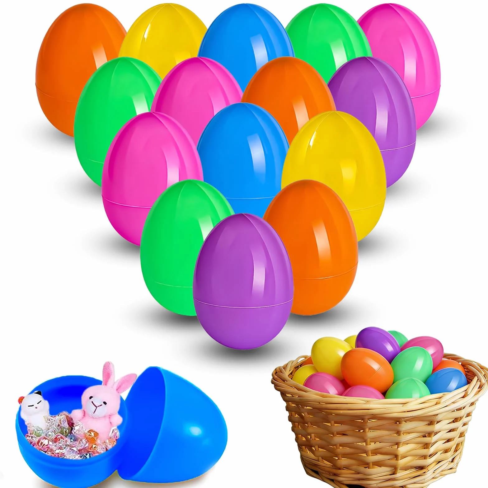 50 uova di Pasqua da riempire, uova di Pasqua in plastica da riempire, regali di Pasqua per bambini, uova di Pasqua vuote per sorprese e piccoli regali per bambini