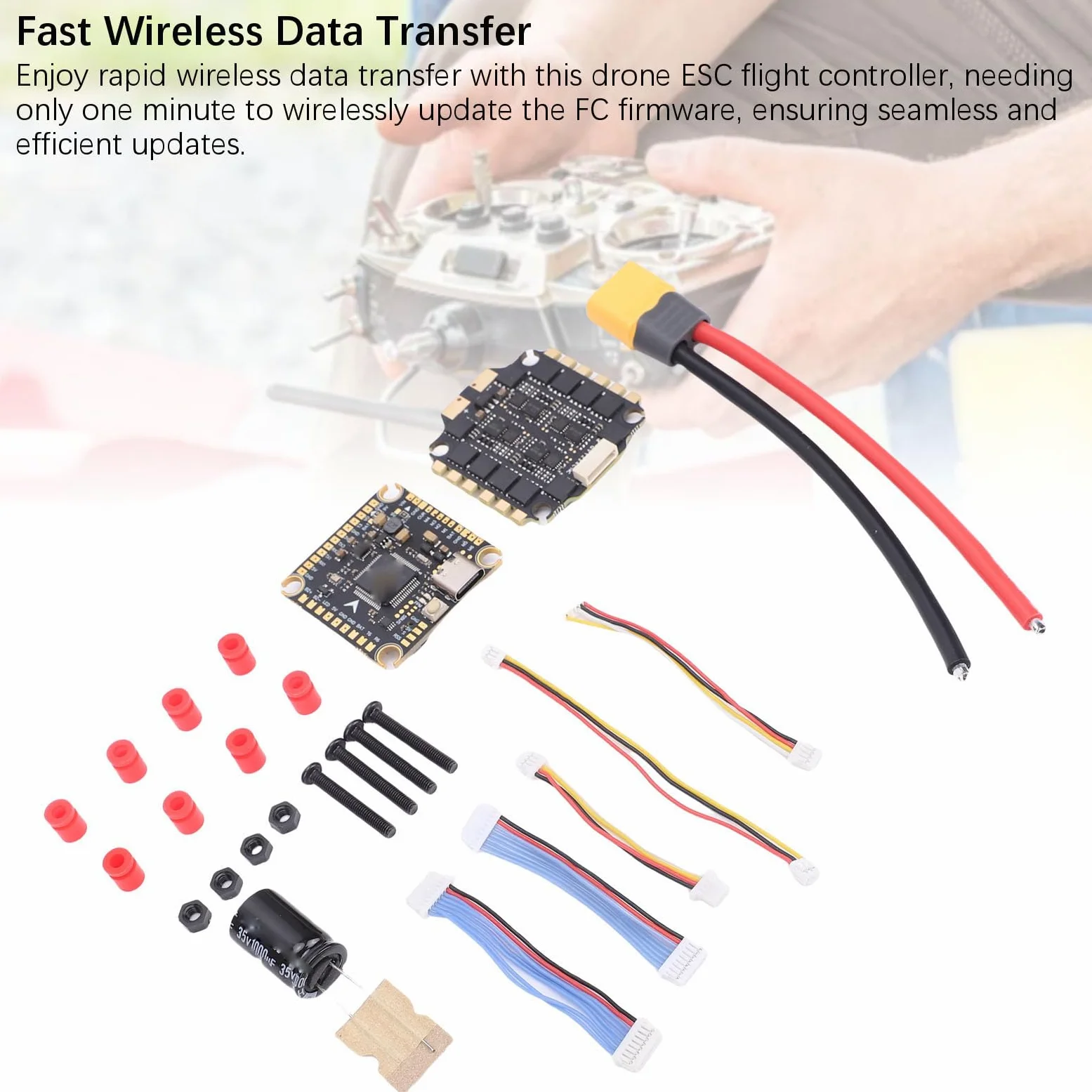 Denash Controller di Volo per Drone, Uscita 60A, per Aeromodellismo | Configurazione flessibile, prestazioni robuste, installazione semplice, plastica premium, aggiornamenti wireless