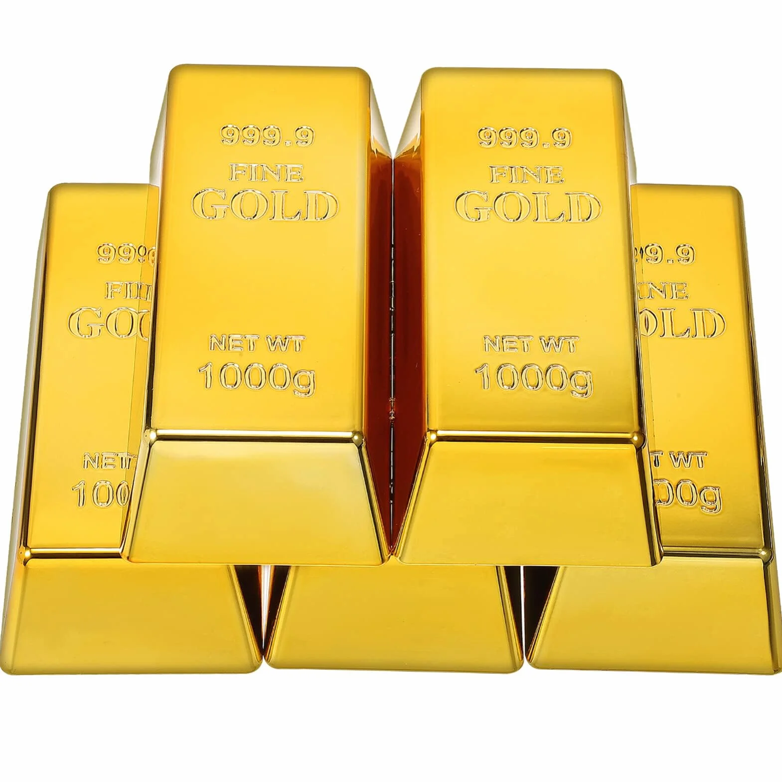 Lingotto d'oro Replica, 5 Pezzi Finti Lingotti d'oro, Lingotti d'oro in Plastica Fermaporta, Fermacarte, Lingotto d'oro Replica per Film Prop novità Regalo Scherzo Scena del Tesoro (1000g)