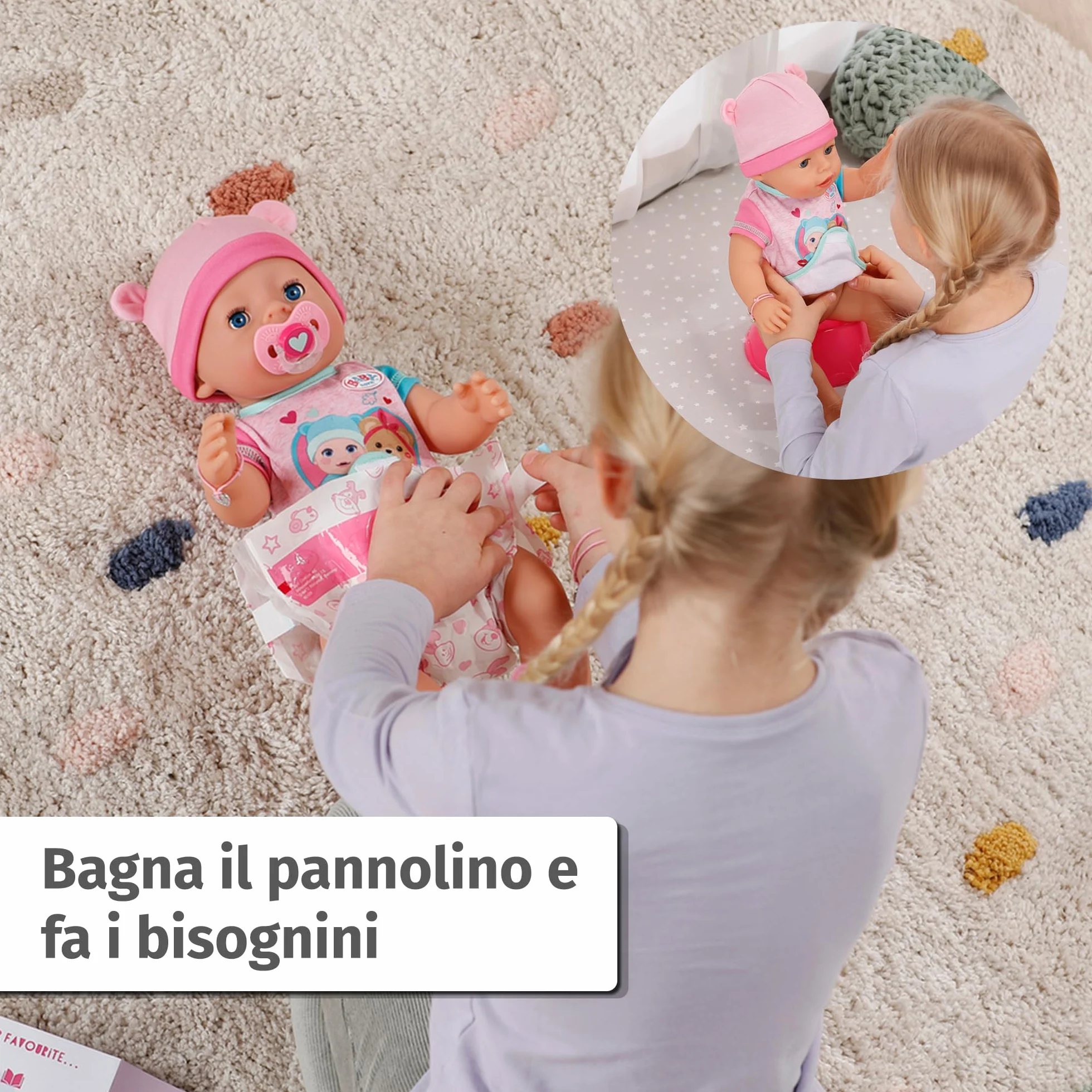 BABY born Emma - Bambola alta 43 cm - 10 funzioni con accessori e tutina - Funziona completamente senza batterie - Adatto per bambini a partire dai 3 anni di età