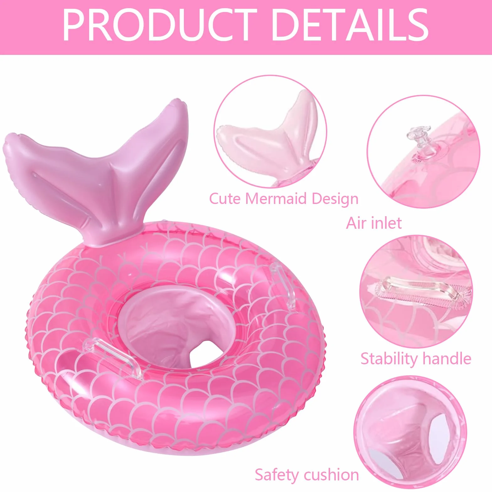 Anello da nuoto per bambini, con unicorno, galleggiante, galleggiante gonfiabile, giocattolo per piscina, materiale PVC, adatto per bambini e bambine da 3 mesi a 36 mesi