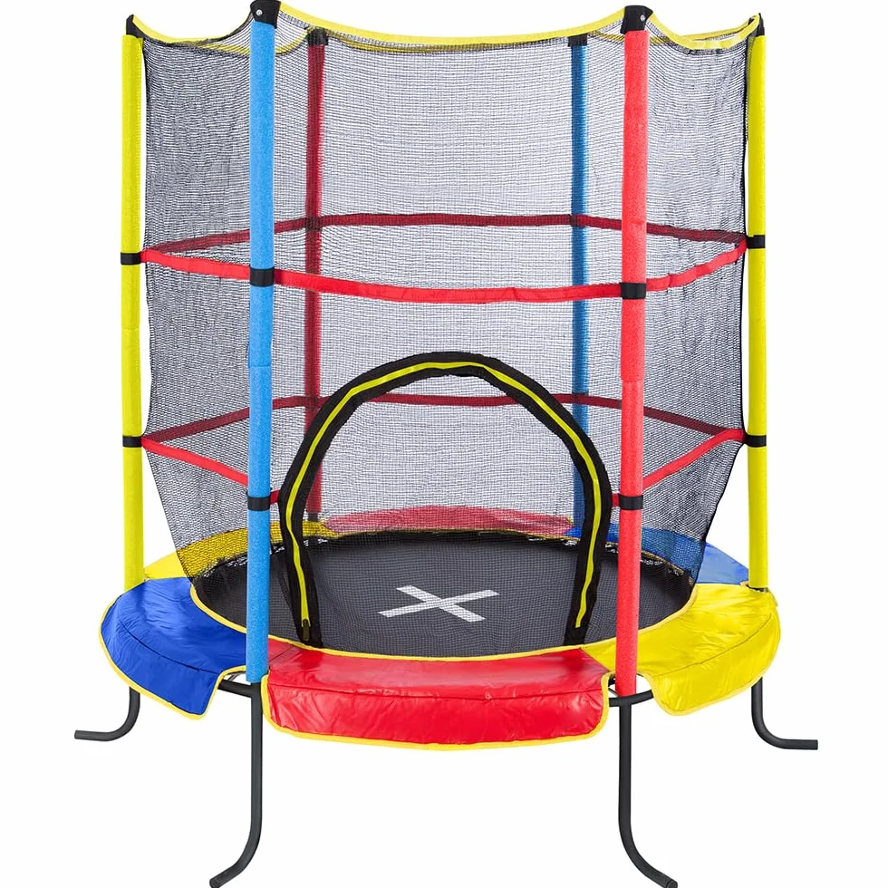 Ultrasport Jumper Trampolino Elastico per Bambini 140 cm I Tappeto Elastico Bambini da Esterno e Interno I Saltarello per Bambini con Rete di Sicurezza, Copertura e Kit di Montaggio
