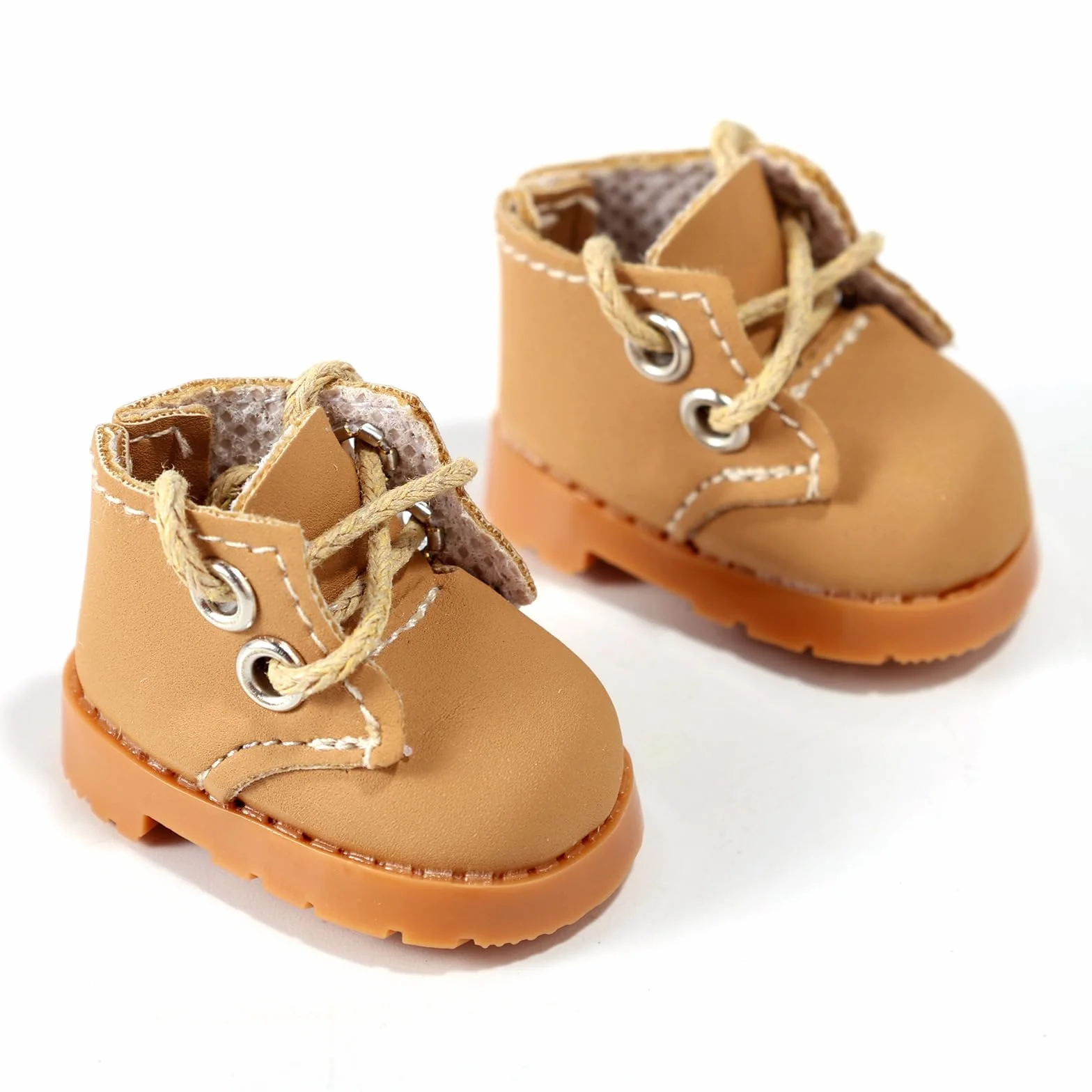 Lyreh Mini Scarpe per Bambole, 5x2,3 cm Scarpe da Ginnastica in Pelle PU per Bambole di Peluche con Tastiera Carine Giocattoli Accessori (Giallo)