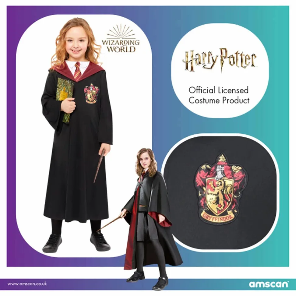 Amscan - Costume da bambino Hermione, Hogwarts, Harry Potter, Grifondoro, mago, maga, carnevale