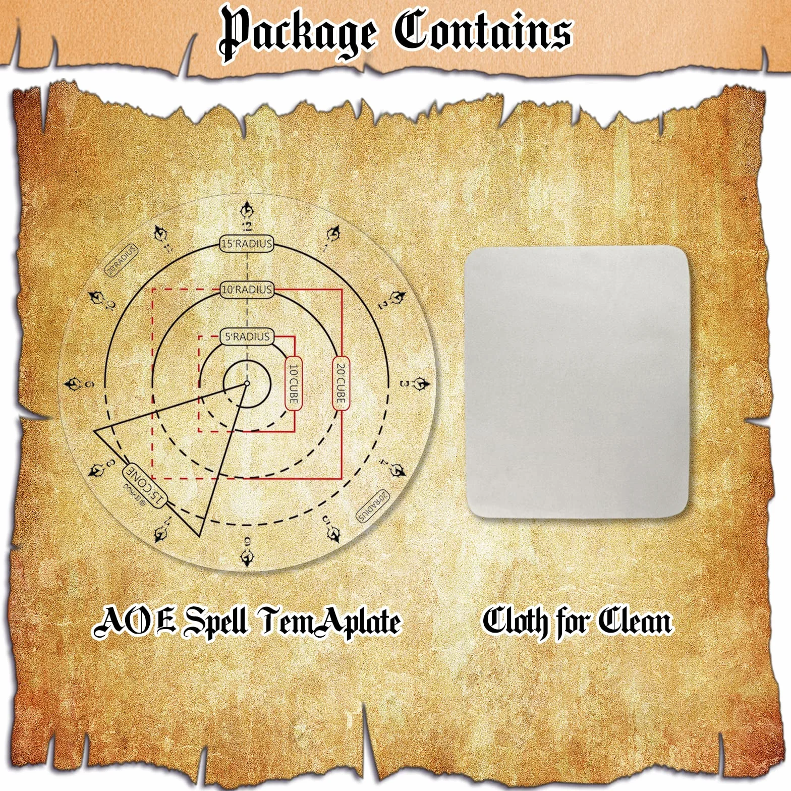 Marcatore di attacchi AOE di incantesimi, modello di effetto ad area DND - Byhoo Tappetino da tavolo da 2,5 cm Grid o Hex, accessori di gioco RPG per TTRPG 5E Dungeons and Dragons, Pathfinder