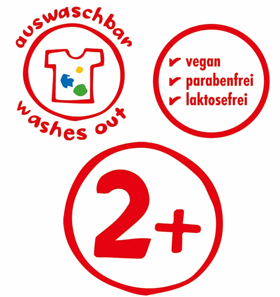 Marabu, set di 6 colori vivaci KiDS, ciascuno da 35 ml, adatti per dipingere con le mani all’asilo, a scuola, in terapia e a casa, senza parabeni, vegani, senza lattosio e glutine, 0303000050800