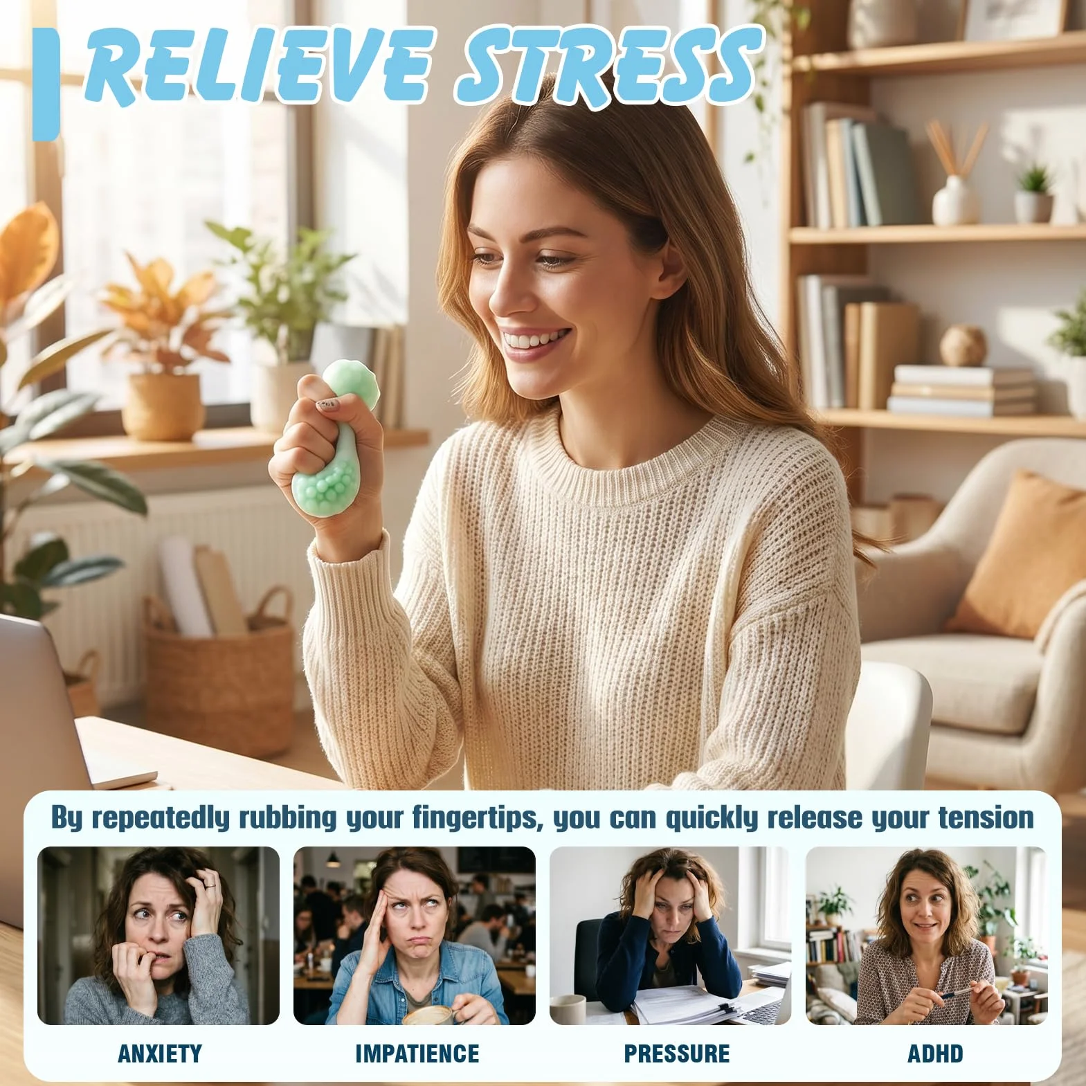 Shapeable Stress Squeeze Ball 2 Pezzi, Squishy Crunchy Stressball, Palla Antistress