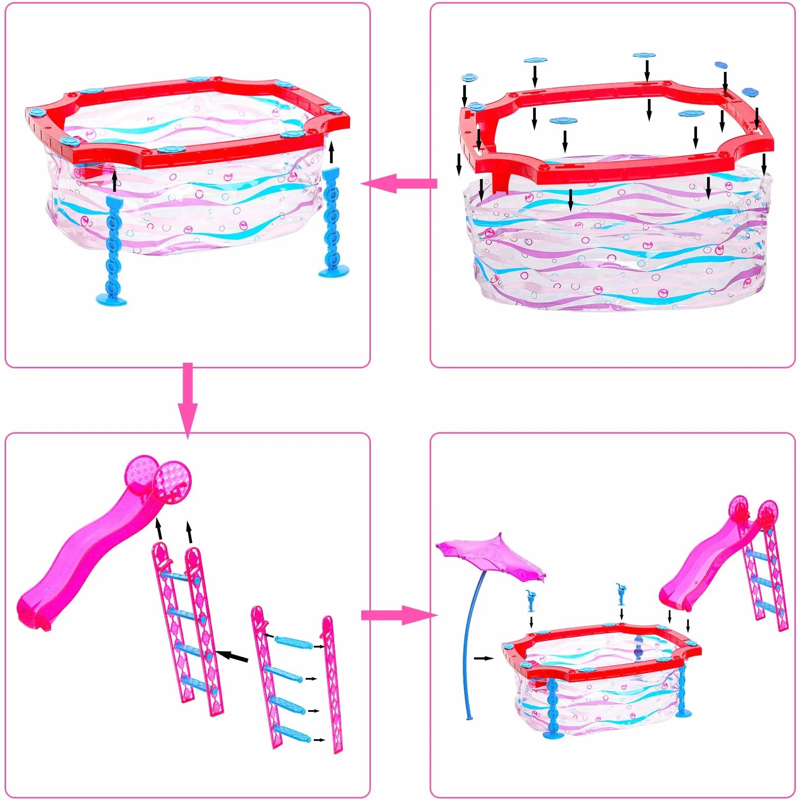 Miunana 23 Pezzi Per 11.5 Pollici 30 CM Bambola: 3 Costumi Da Bagno + 1 Vestito Sirena + 3 PCS Scarpe + Piscina + 15 Accessori D'Estate