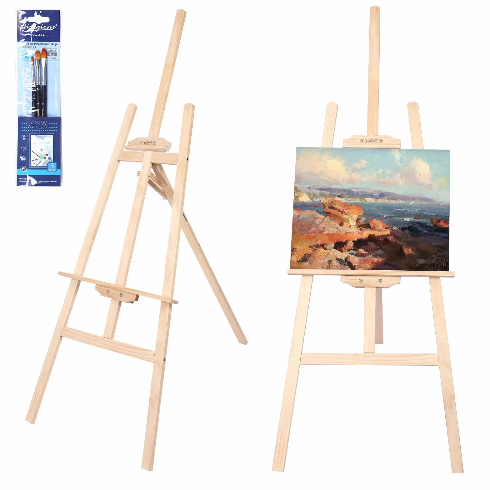 Cavalletto Pittura 150cm Legno Regolabile Portatile Professionale