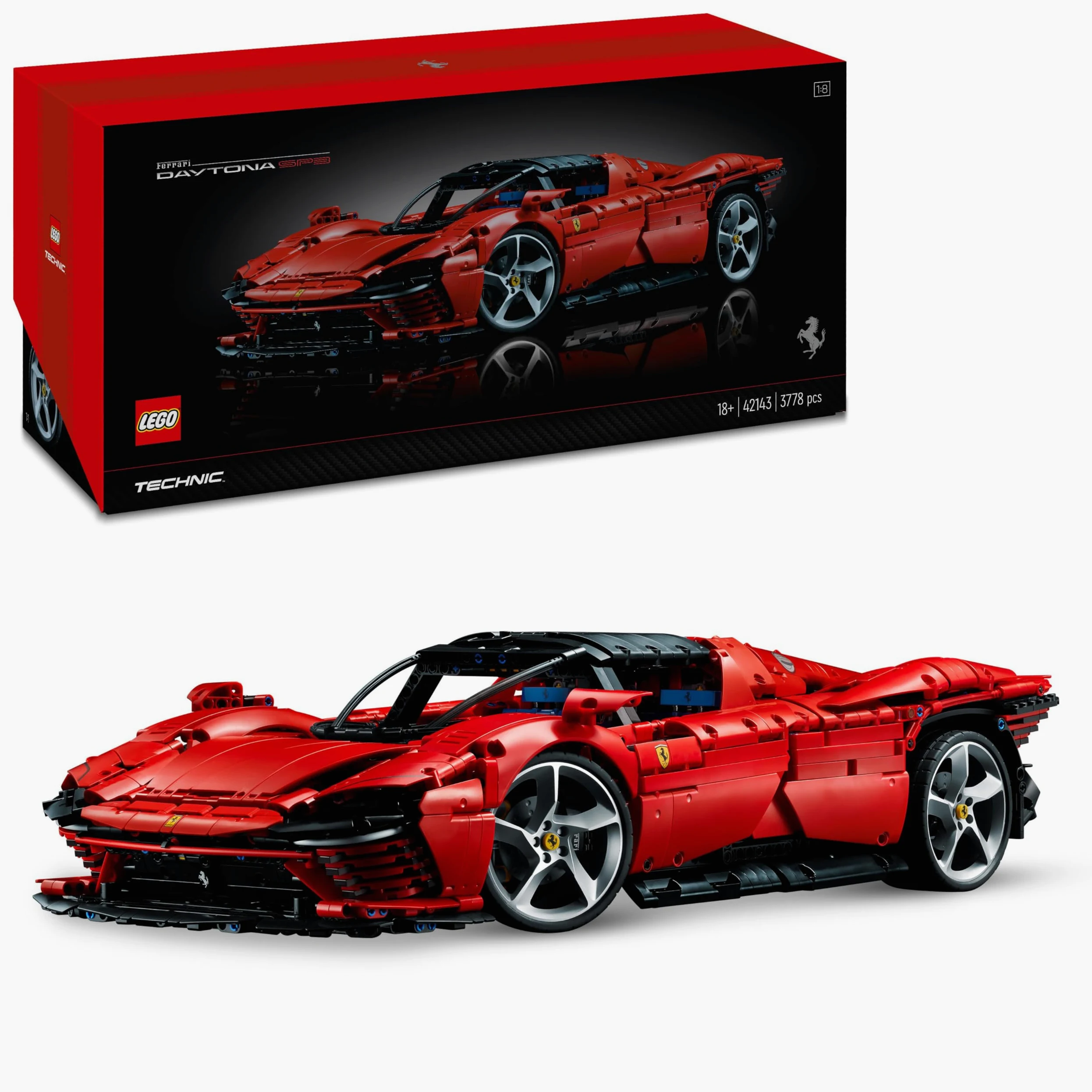 LEGO Technic Ferrari Daytona SP3, Set Modello di Auto da Costruire, Supercar Rossa in Scala 1:8, Kit Modellismo per Adulti da Collezione, Idea Regalo Uomo o Donna, Serie Ultimate Cars Concept 42143